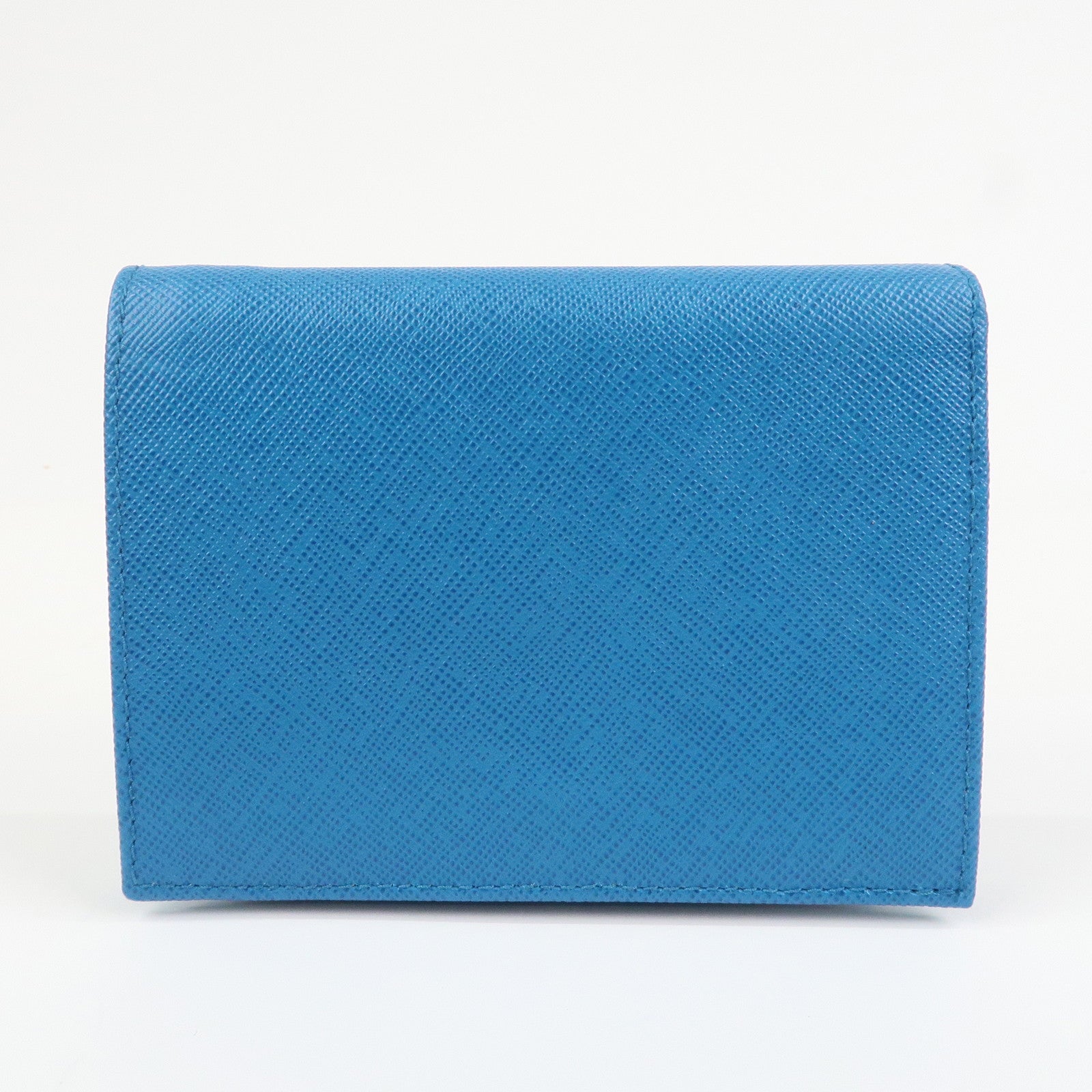 PRADA Saffiano Leather Bi-fold Compact Wallet Blue 1M0204