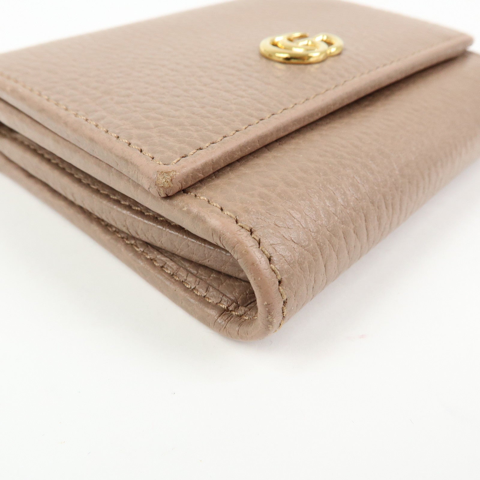 GUCCI GG Marmont Leather Compact Wallet Pink Beige 59858