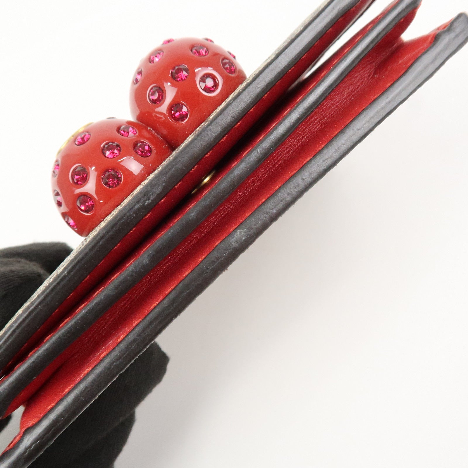 GUCCI Interlocking G GG Supreme Cherry Compact Wallet Beige 476050