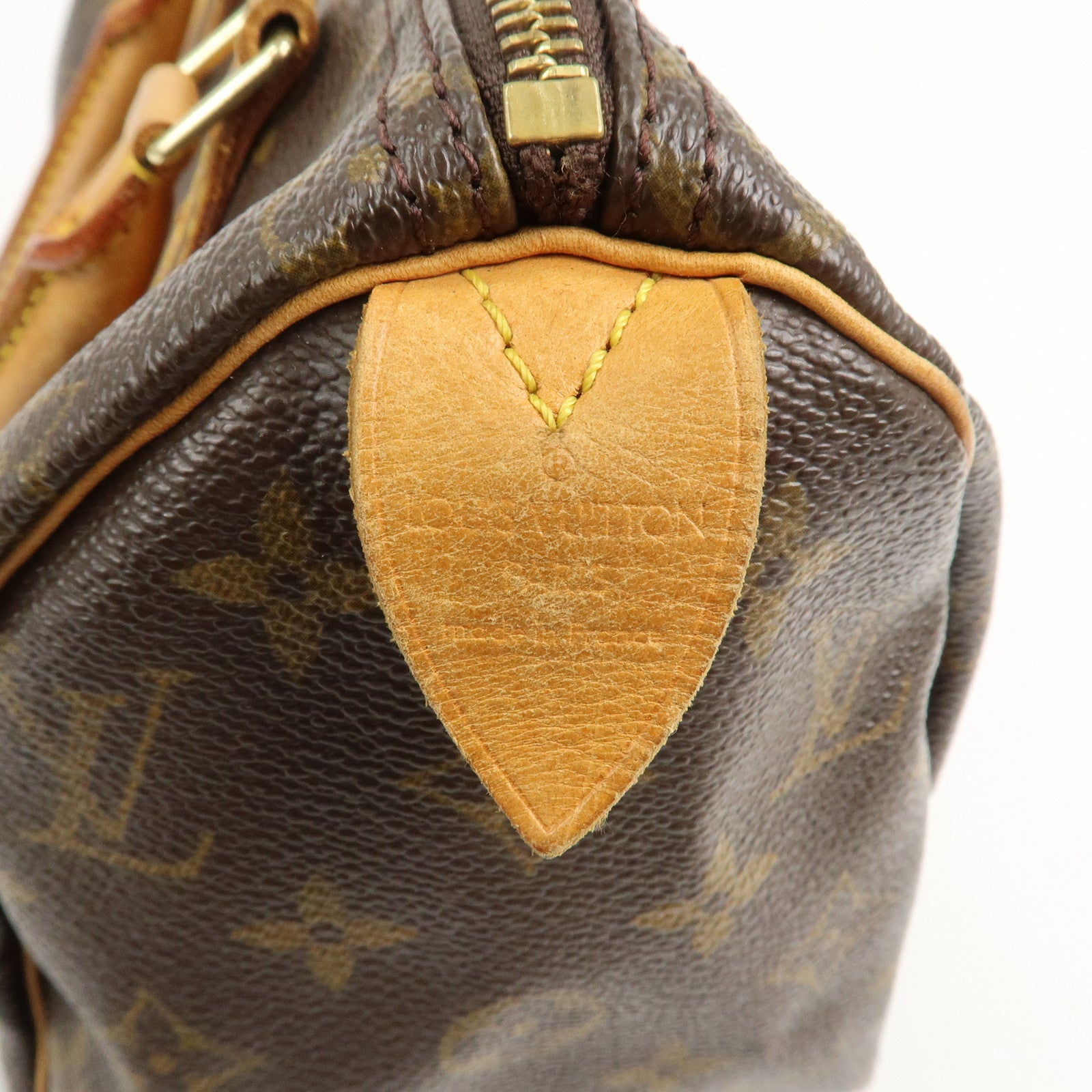 Louis Vuitton Monogram Canvas Leather Speedy 25 Boston Bag Brown M41528