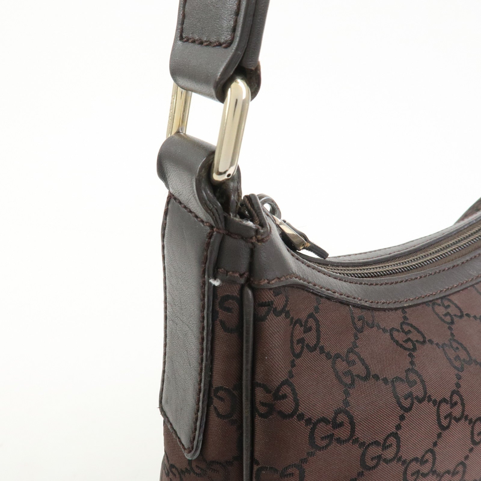 GUCCI GG Monogram Nylon Shoulder Bag Hand Bag Brown 264219