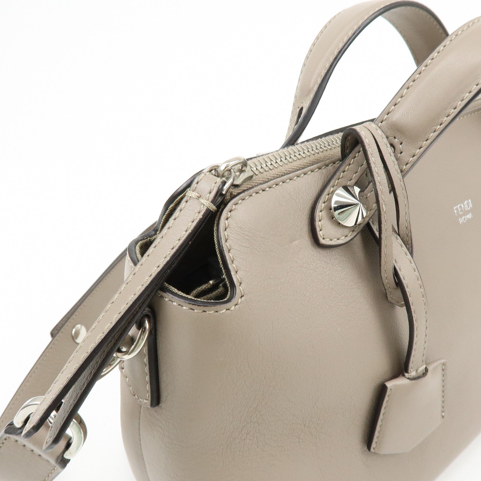 FENDI BY THE WAY Medium Leather 2Way Hand Bag Greige 8BL124