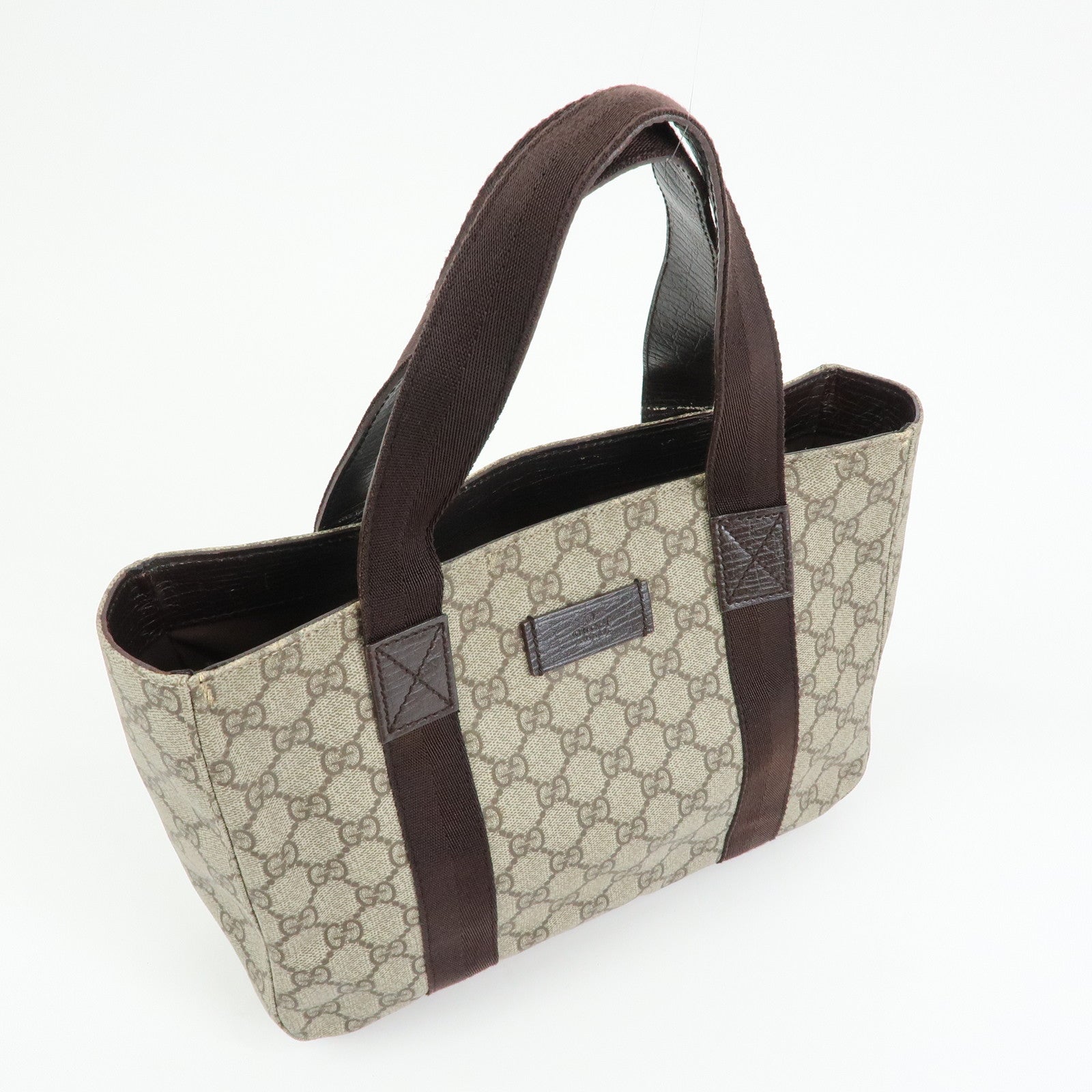 GUCCI GG Supreme Leather Tote Bag Hand Bag Beige Brown 141976