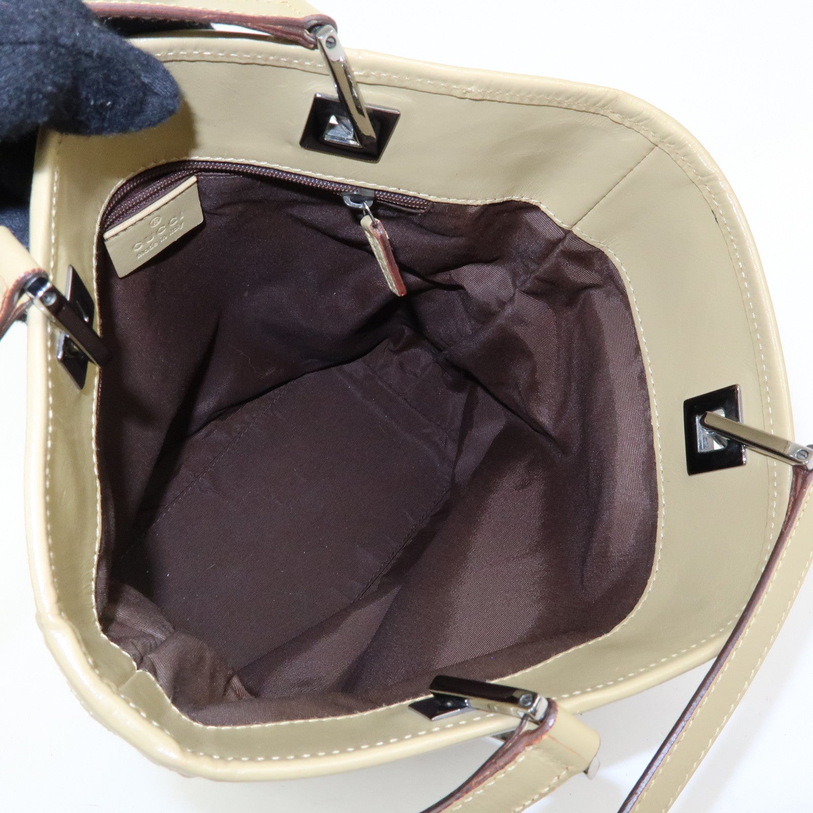 GUCCI GG Canvas Leather Tote Bag Shoulder Bag Brown Beige 31244