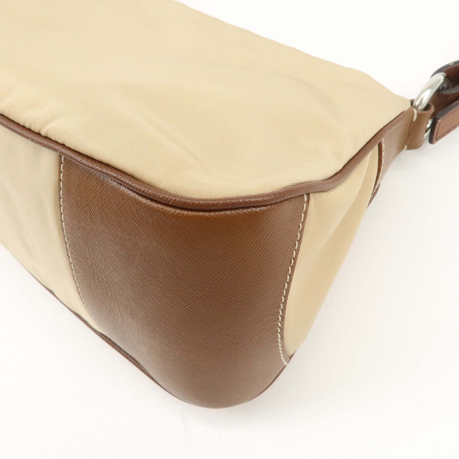 PRADA Triangle Logo Nylon Saffiano Leather Shoulder Bag Hand Bag