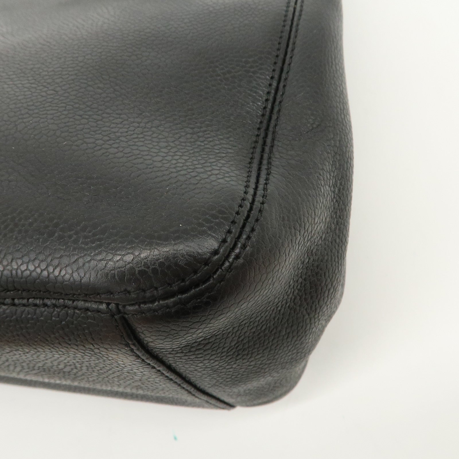 CHANEL COCO Mark Caviarskin Chain Tote Bag Shoulder Bag Black Gold