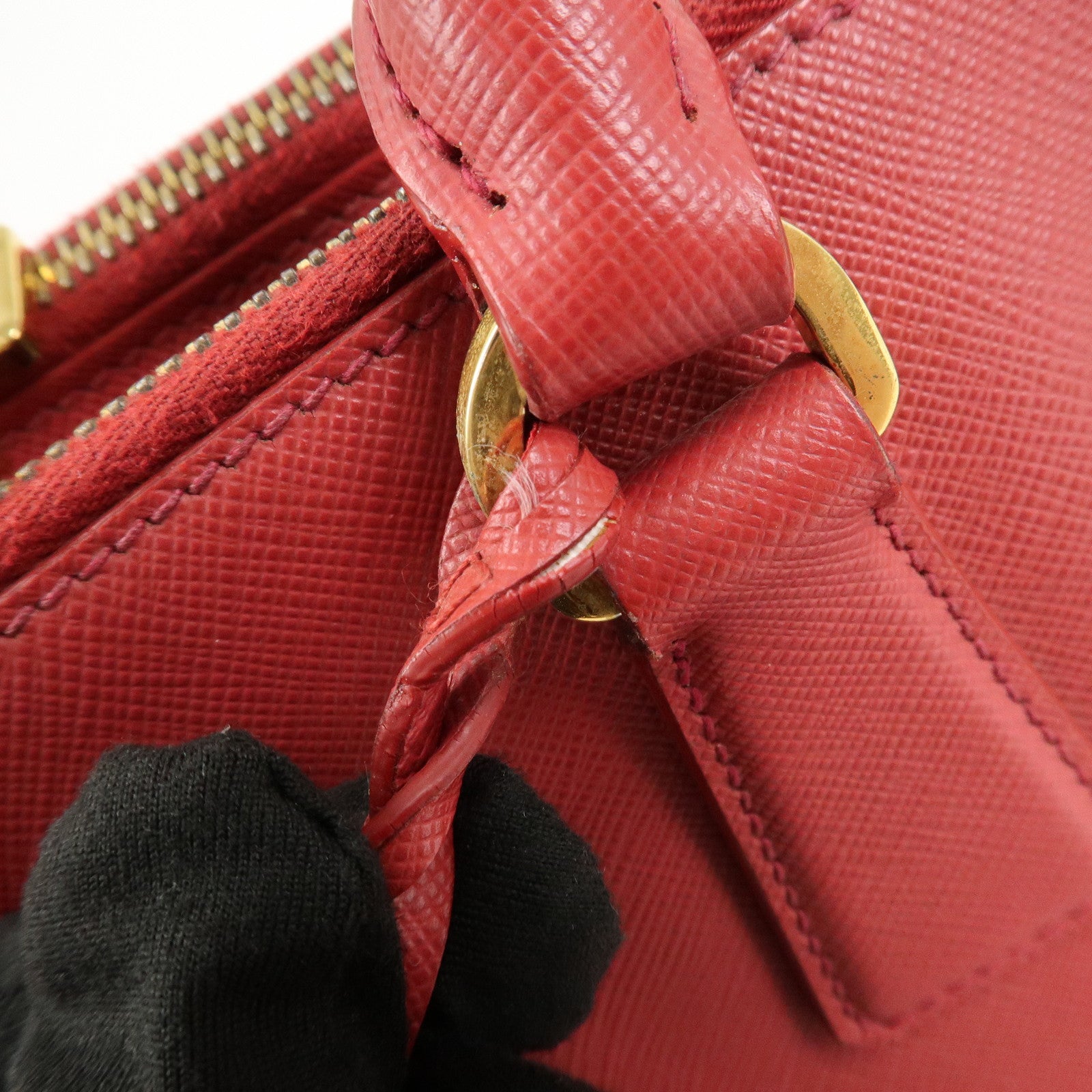 PRADA Triangle Logo Galleria Saffiano Leather 2Way Bag Red BN2274