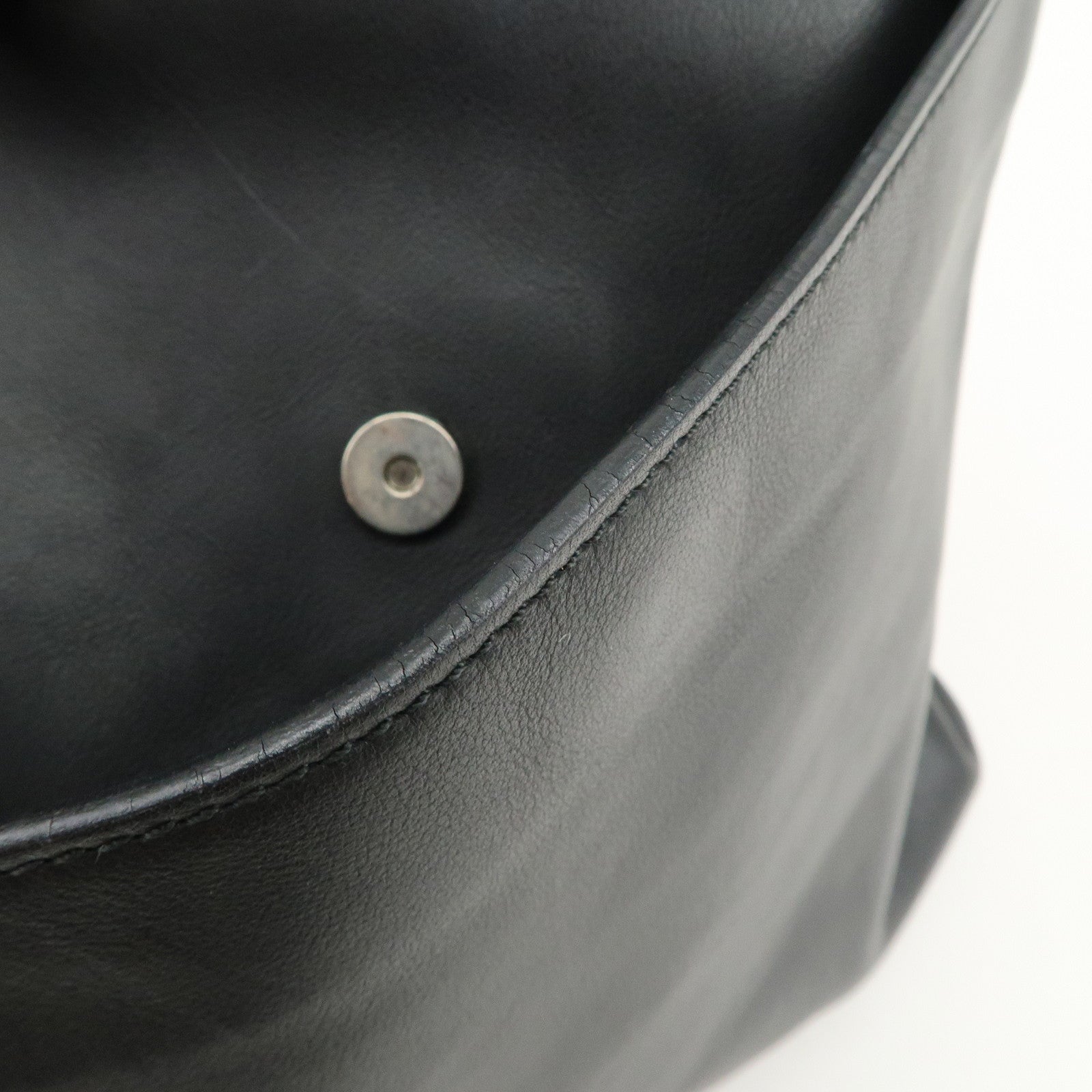 LOEWE Logo Leather Tote Bag Hand Bag Shoulder Bag Black