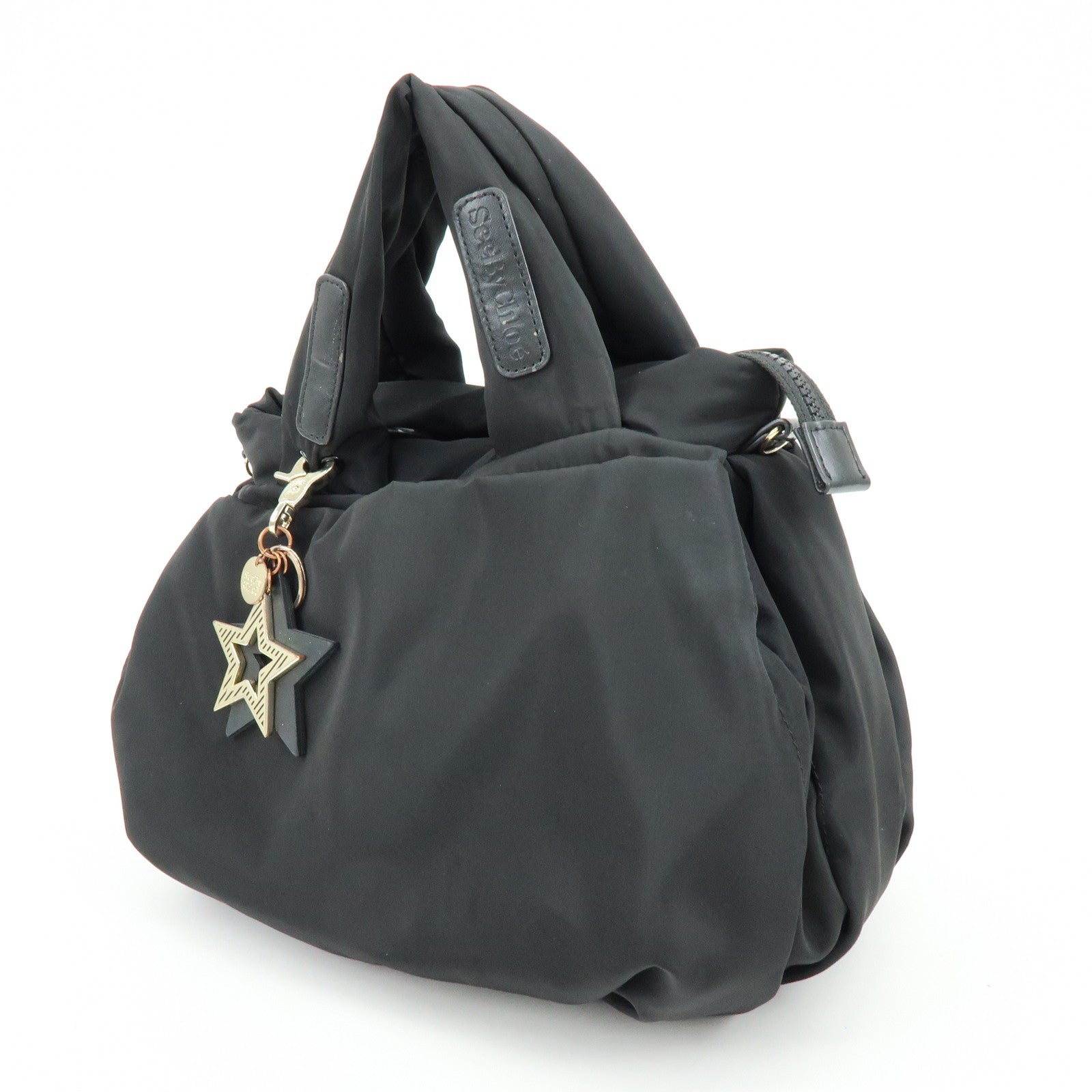 Chloe See by Chloe Nylon 2Way Bag Shoulder Bag Hand Bag Black