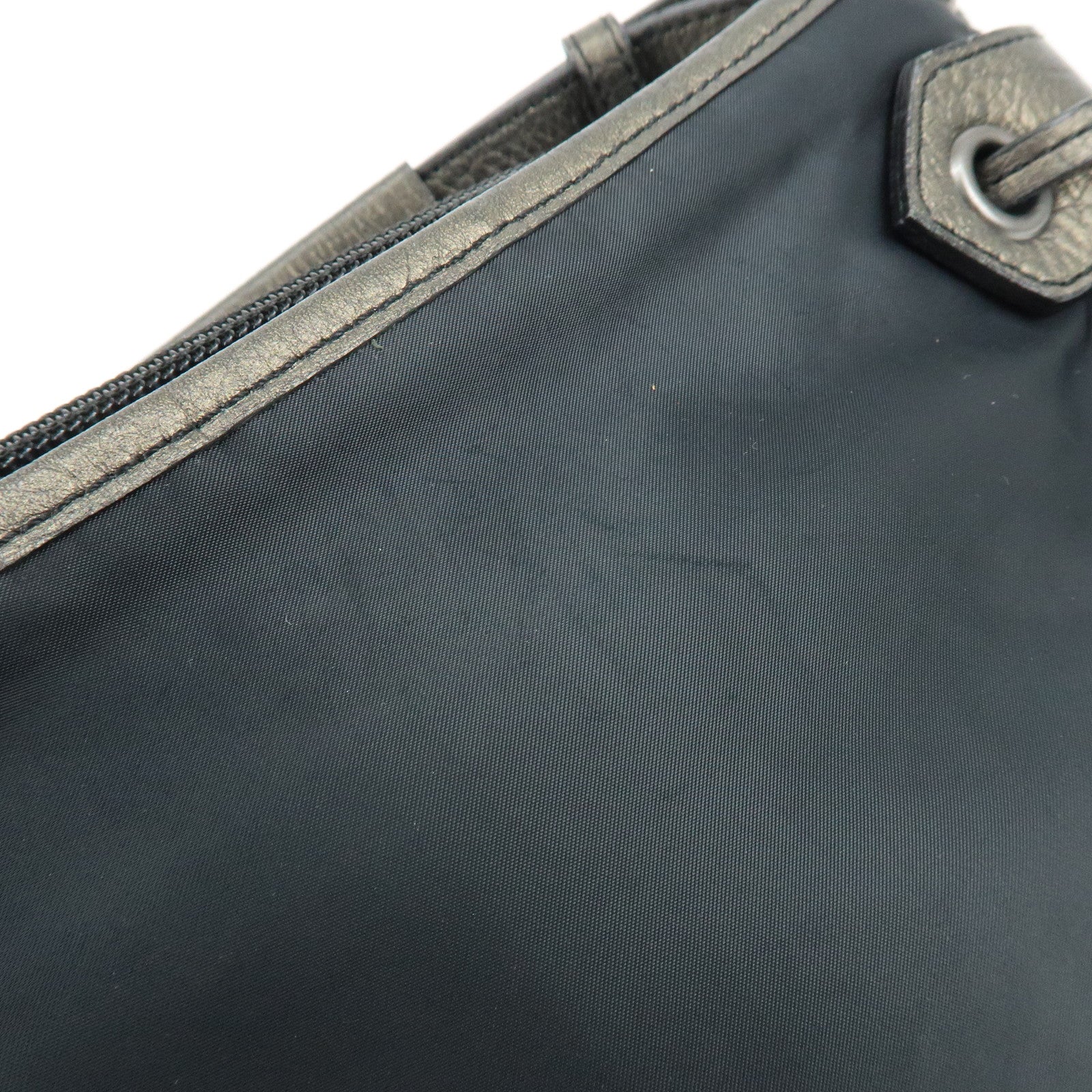 BURBERRY Logo Nylon Leather Shoulder Bag Hand Bag Black Bronze