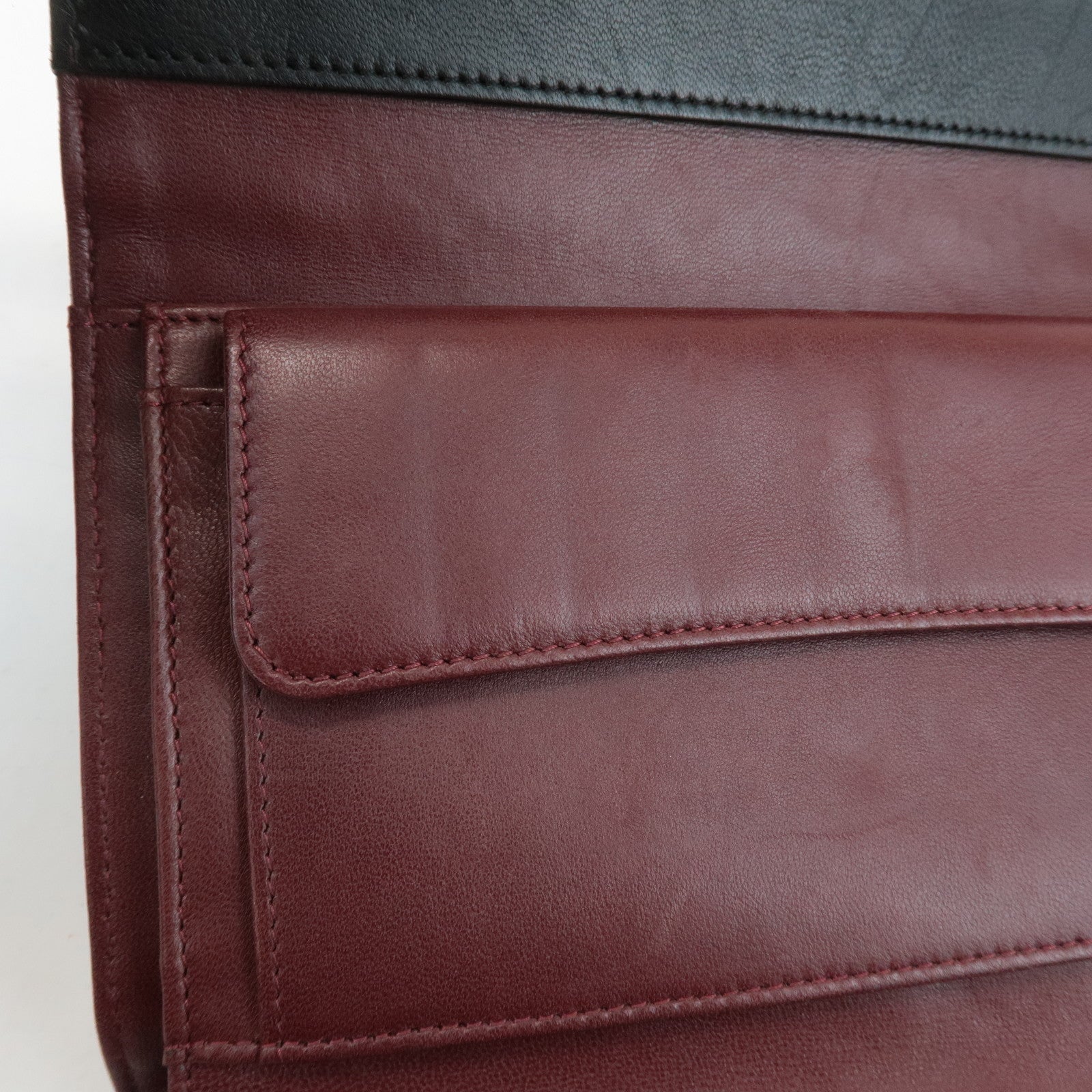 CHANEL Matelasse Lamb Skin Tri-Fold Long Wallet Black A31506 Used