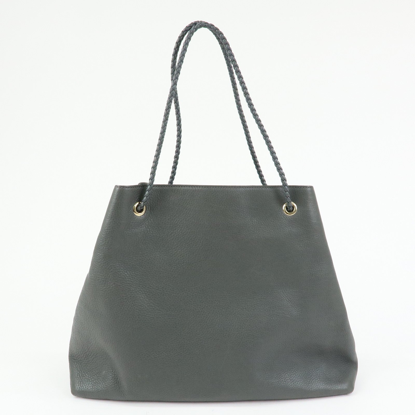 GUCCI Logo Leather Tote Bag Shoulder Bag Gray 380118