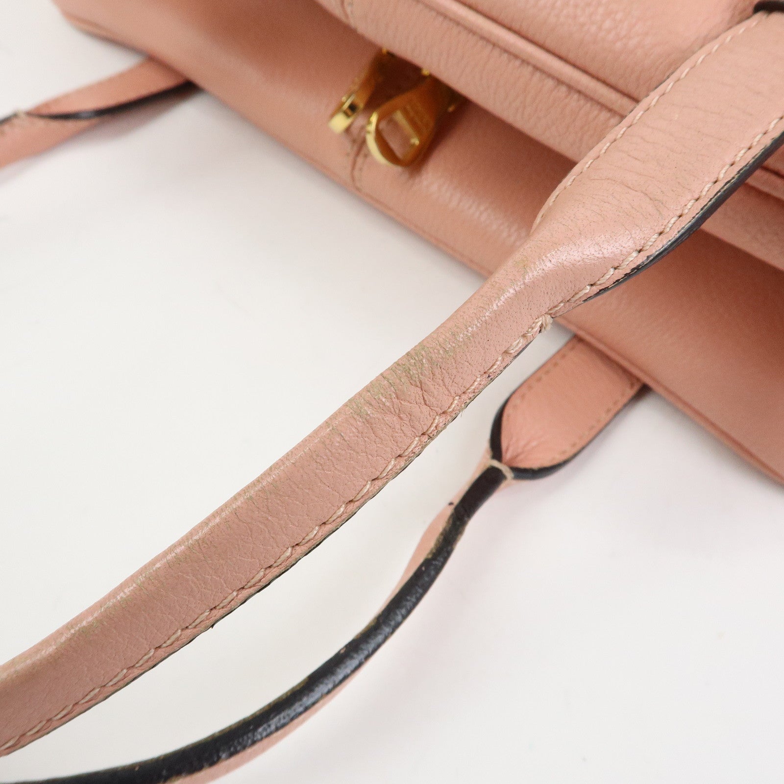 LOEWE Heritage Logo Leather Boston Bag Shoulder Bag Pink