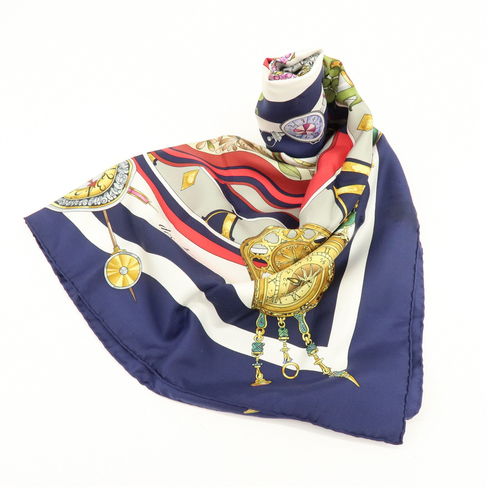 HERMES Carre90 Silk100% Parmi les fleurs je compte les heures Scarf