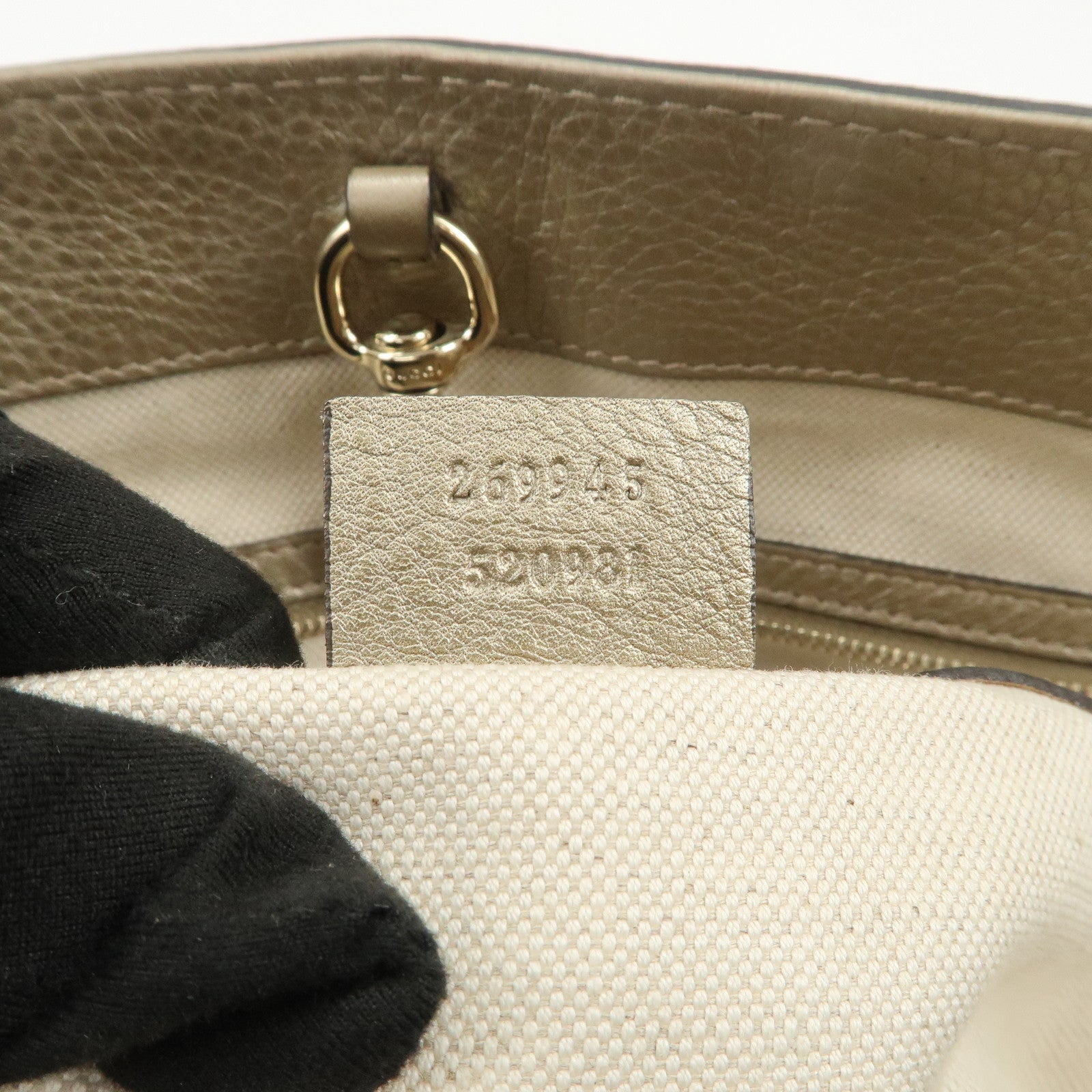 GUCCI Bamboo Leather Tote Bag Shoulder Bag Champagne Gold 269945