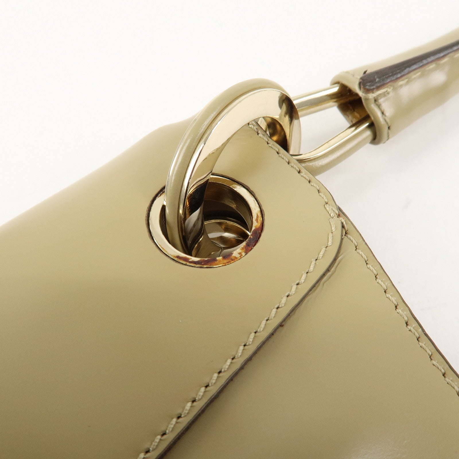 GUCCI Leather Shoulder Bag Hand Bag Beige 001.4150.002058 Used