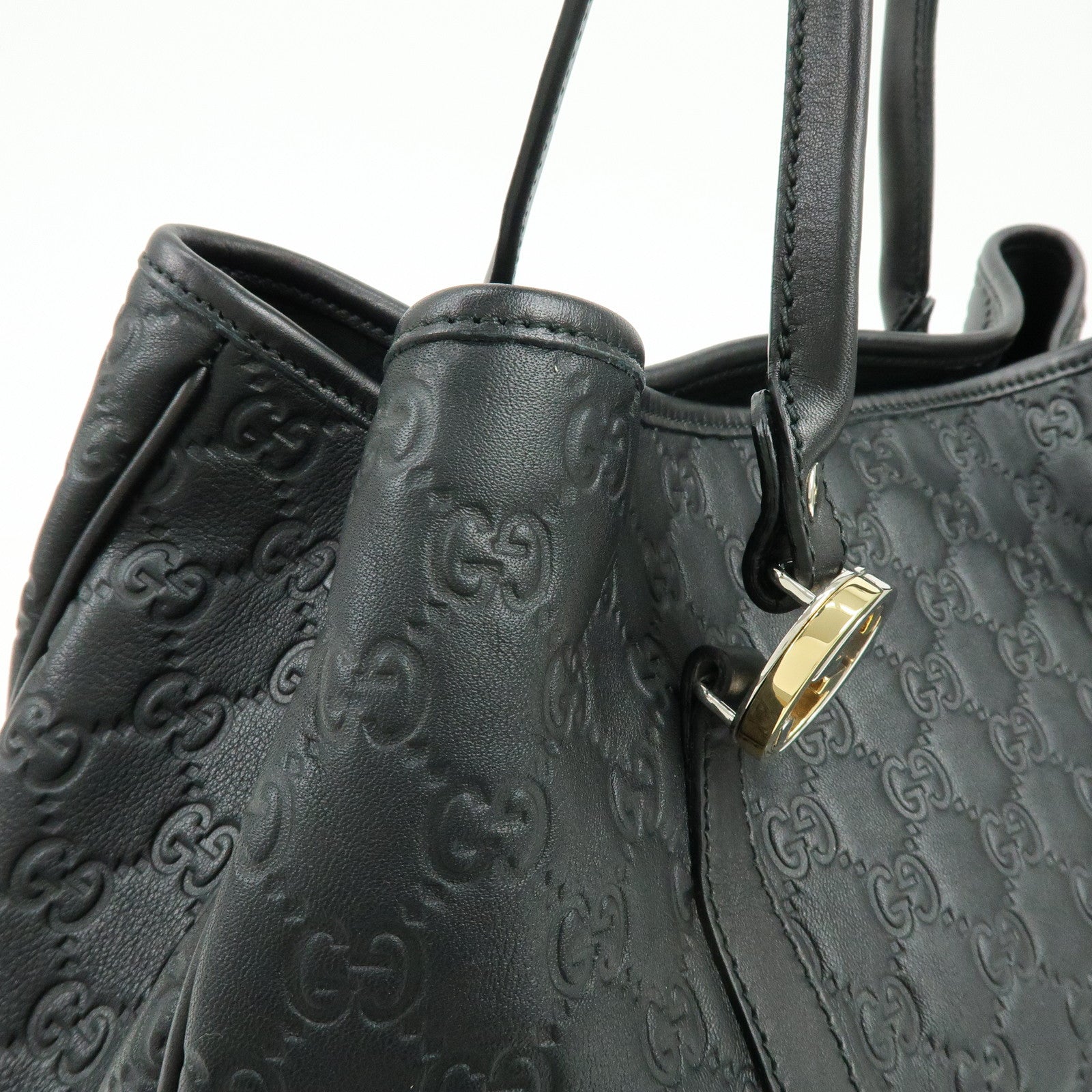 GUCCI Logo Guccissima Leather Tote Bag Shoulder Bag Black 232957