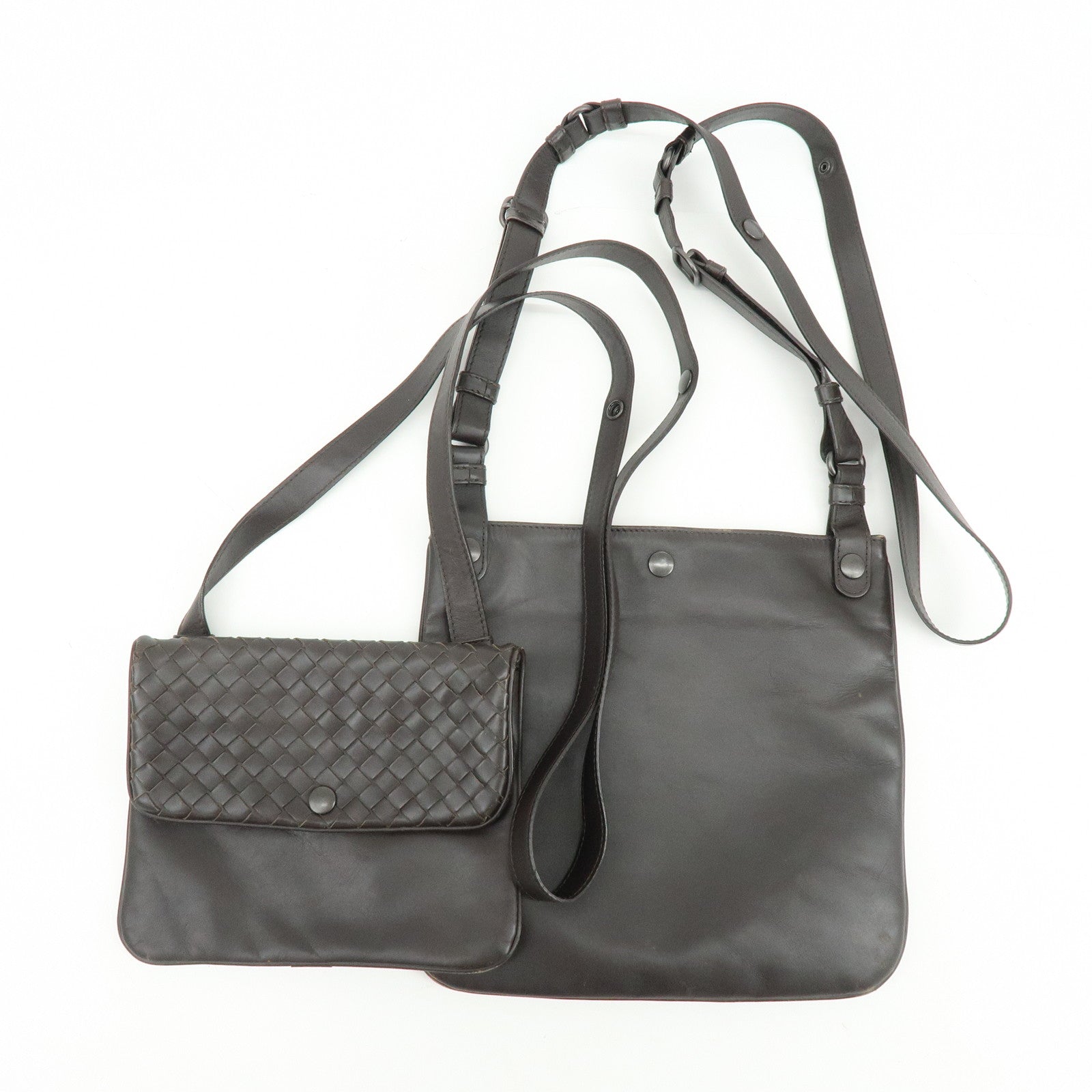 BOTTEGA VENETA Intrecciato Calf Leather Shoulder Bag Brown 273350