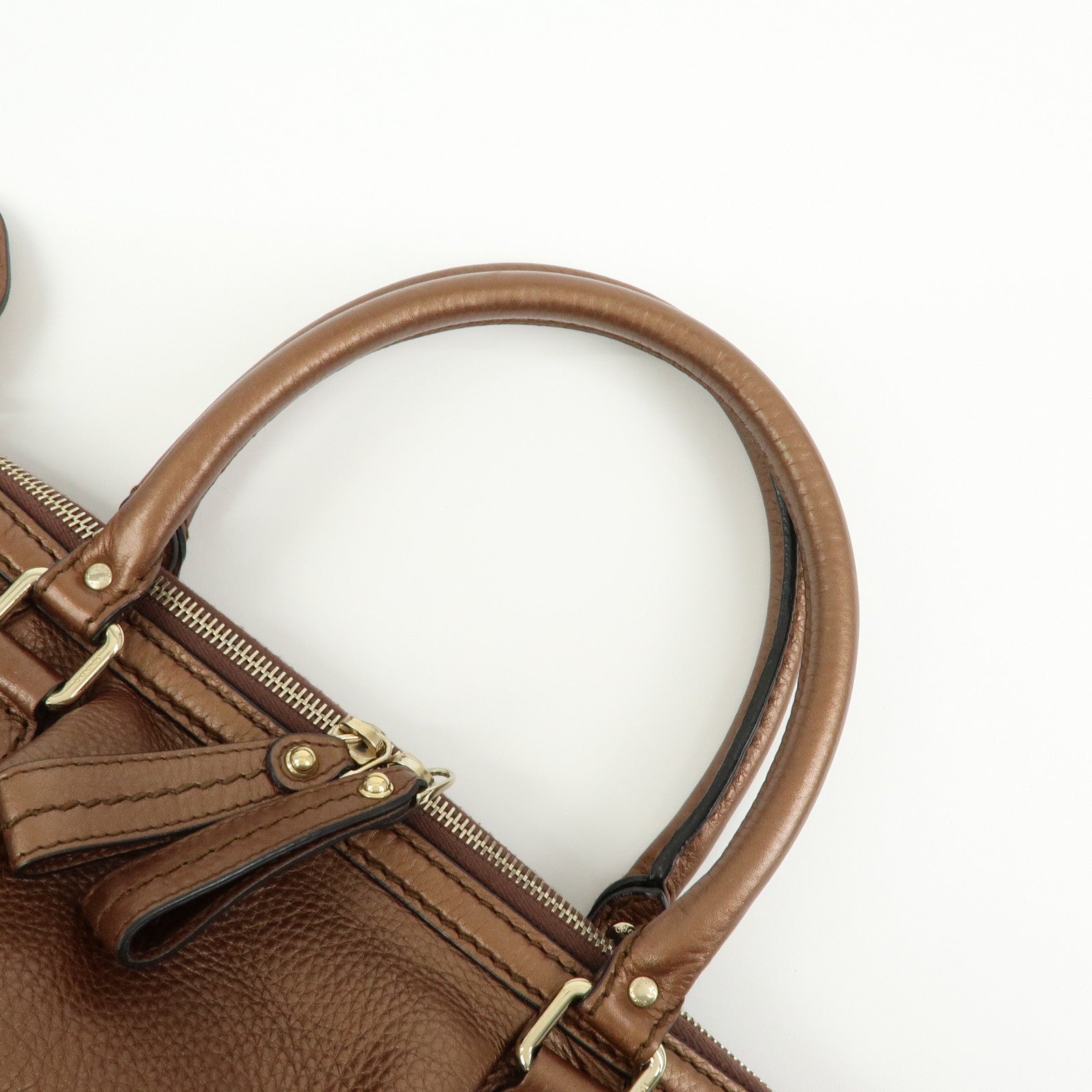 GUCCI Sukey Interlocking G Leather 2Way Shoulder Bag Bronze 247902