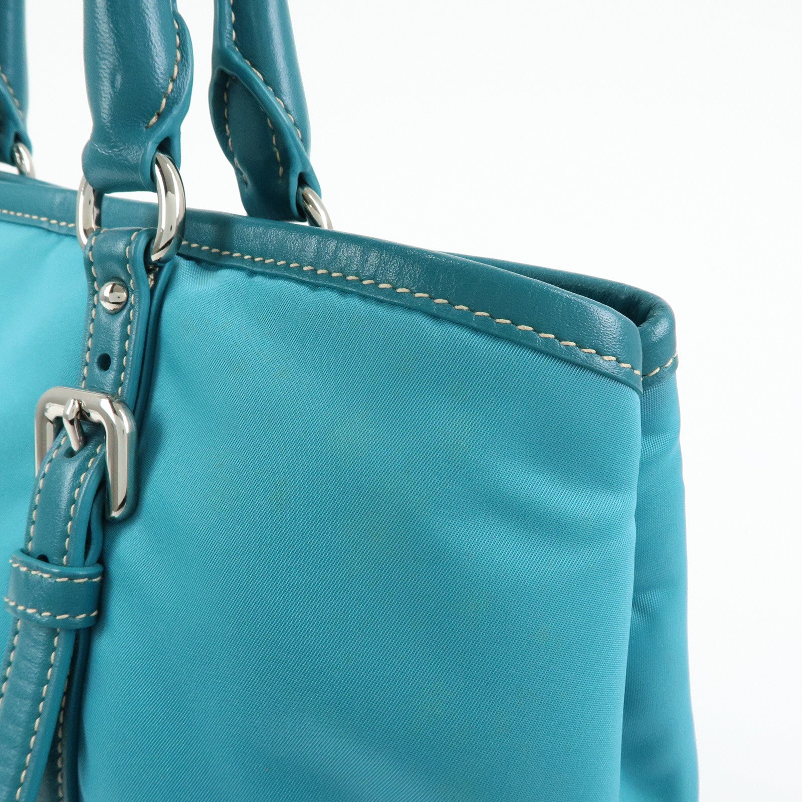 PRADA Nylon Leather 2Way Tote Hand Shoulder Bag Green BN1841