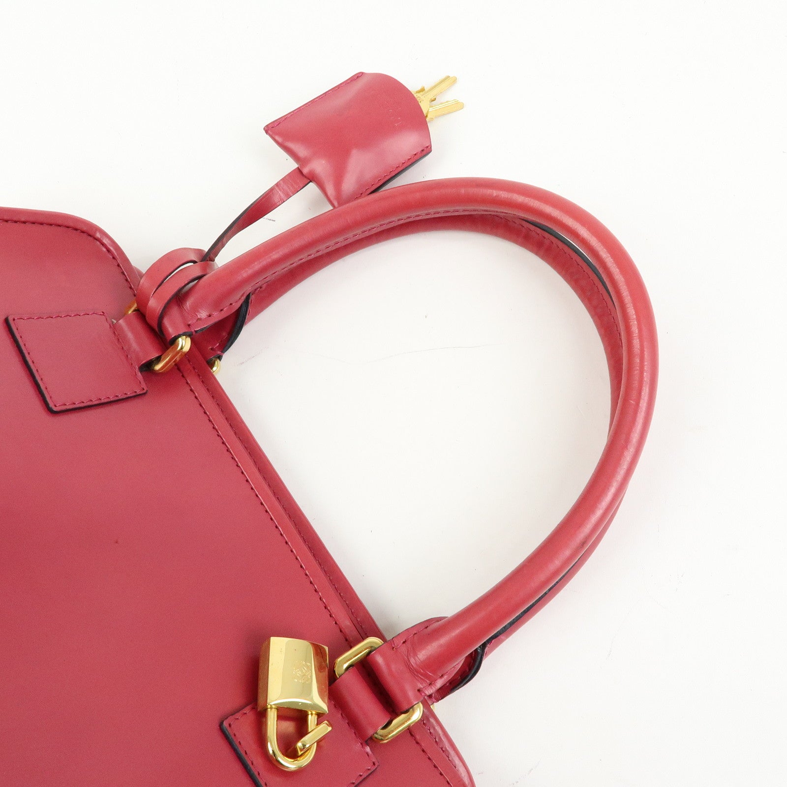 LOEWE Anagram Leather Amazona 28 Hand Bag Boston Bag Pink