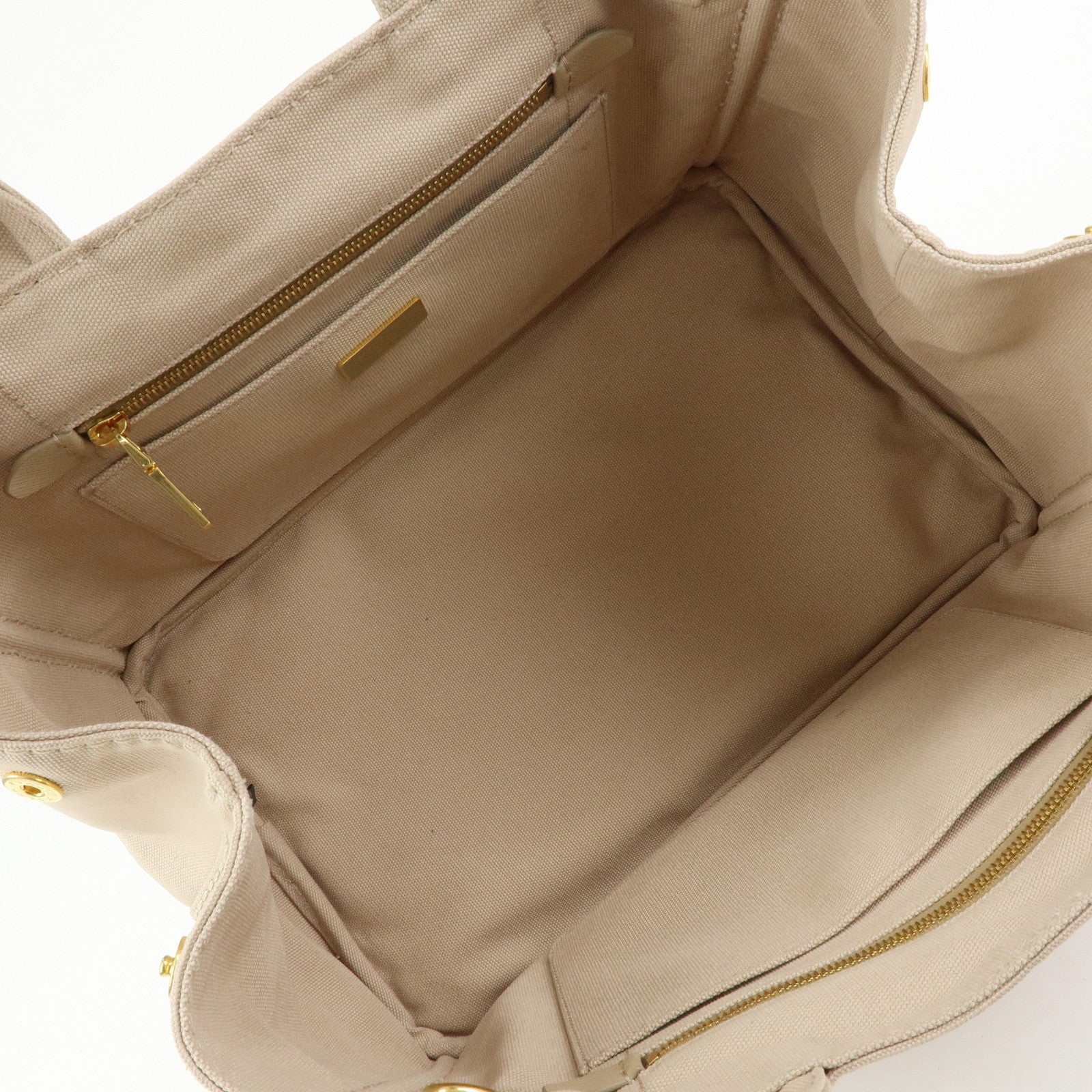 PRADA Canapa Triangle Logo 2Way Tote Hand Shoulder Bag Beige B1877G
