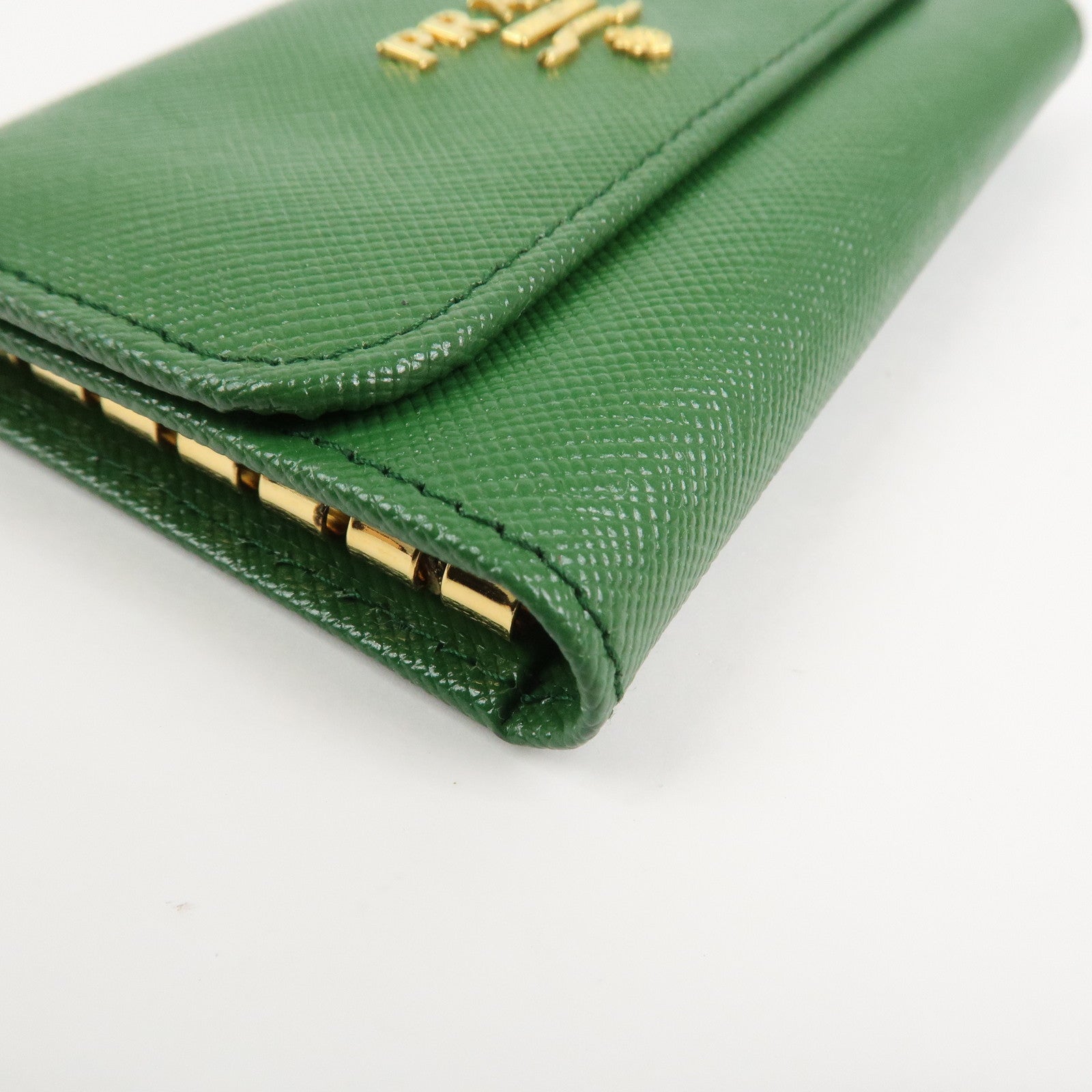 PRADA Logo Saffiano Leather 6 Rings Key Case Green 1M0222