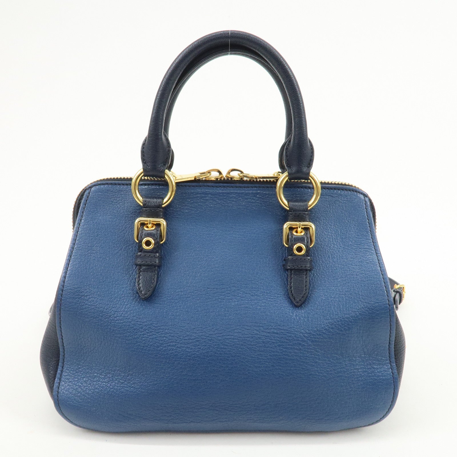 MIU MIU MADRAS 2Way Bag Hand Bag Shoulder Bag Blue RL0058
