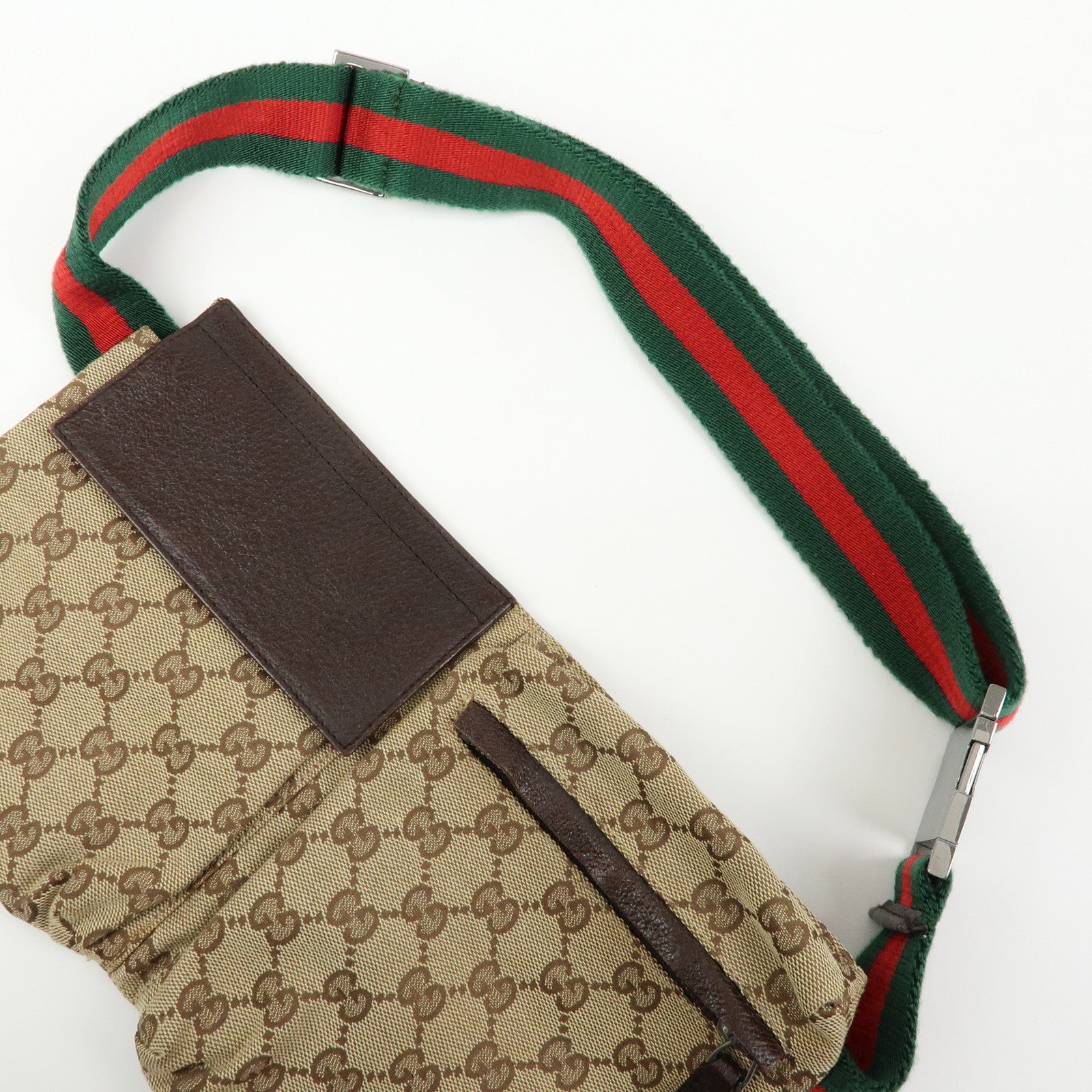 GUCCI Sherry GG Canvas Waist Pouch Body Bag Beige Brown 28566