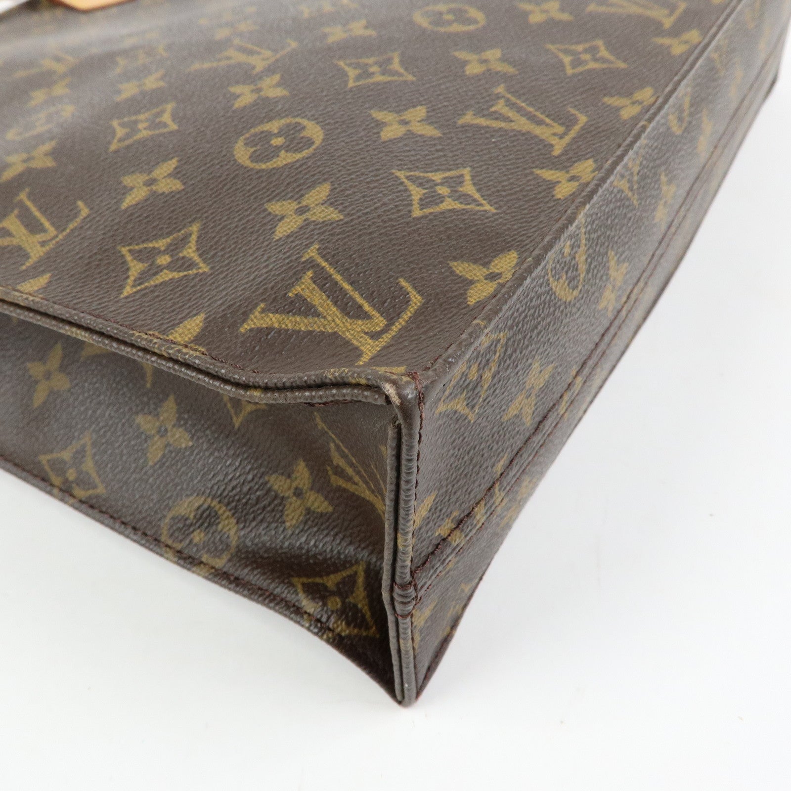 Louis Vuitton Monogram Sac Plat Tote Bag Hand Bag Brown M51140