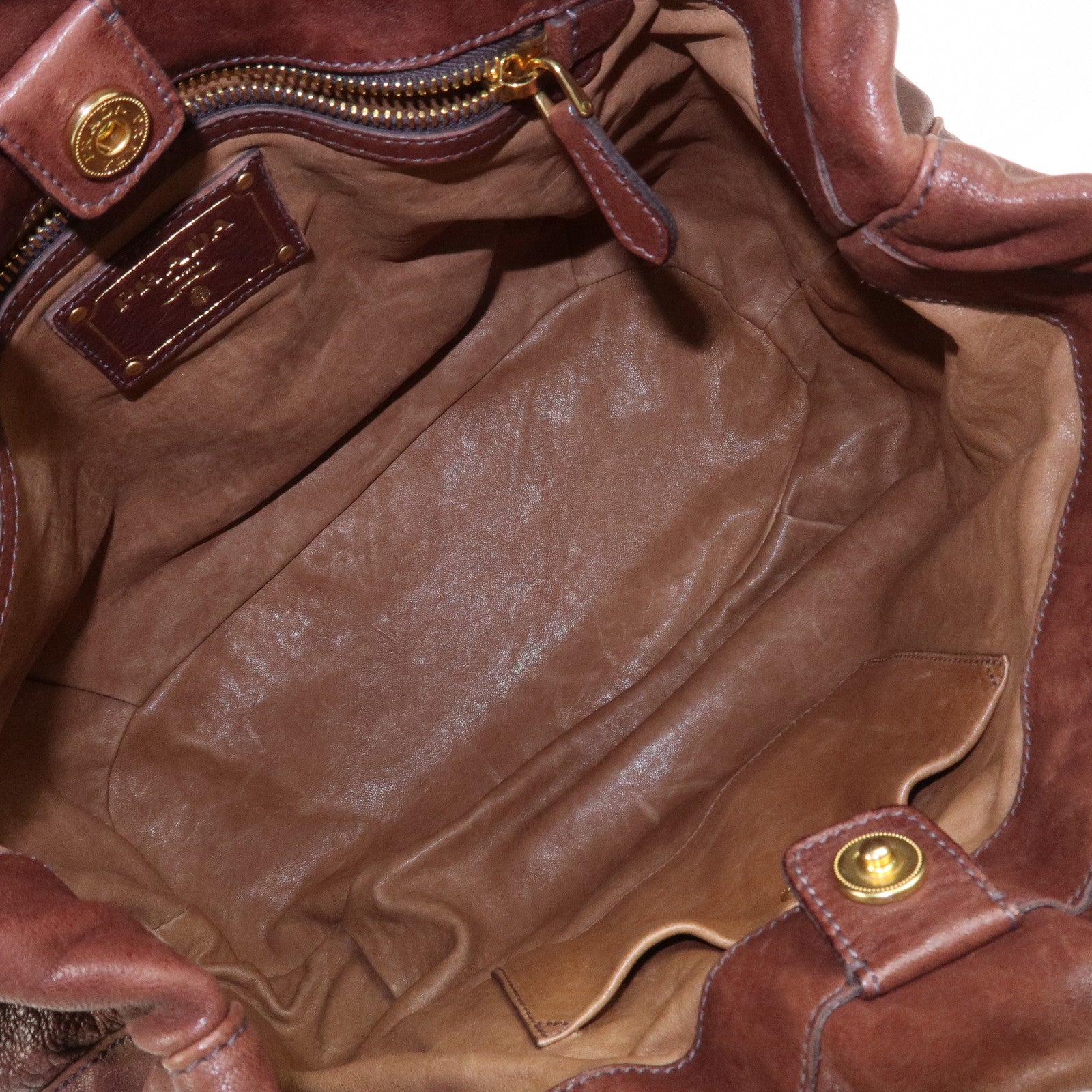 PRADA Logo Leather 2Way Bag Hand Bag Shoulder Bag Brown BN1773