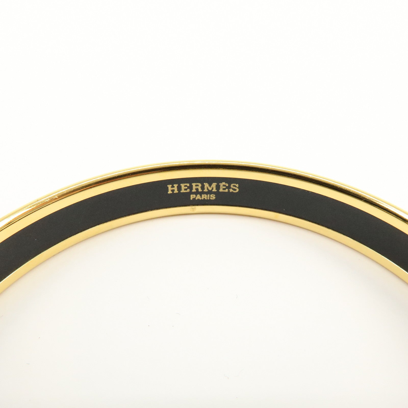 HERMES Email PM Gold Plated Bracelet Bangle Black Red