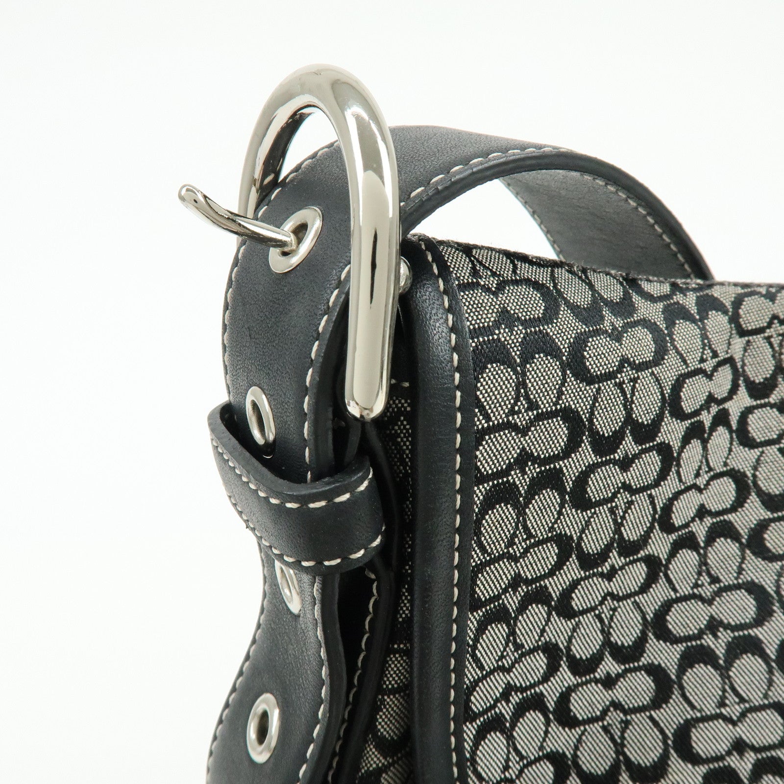 COACH Signature Canvas Leather Shoulder Bag Crossbody Bag Black