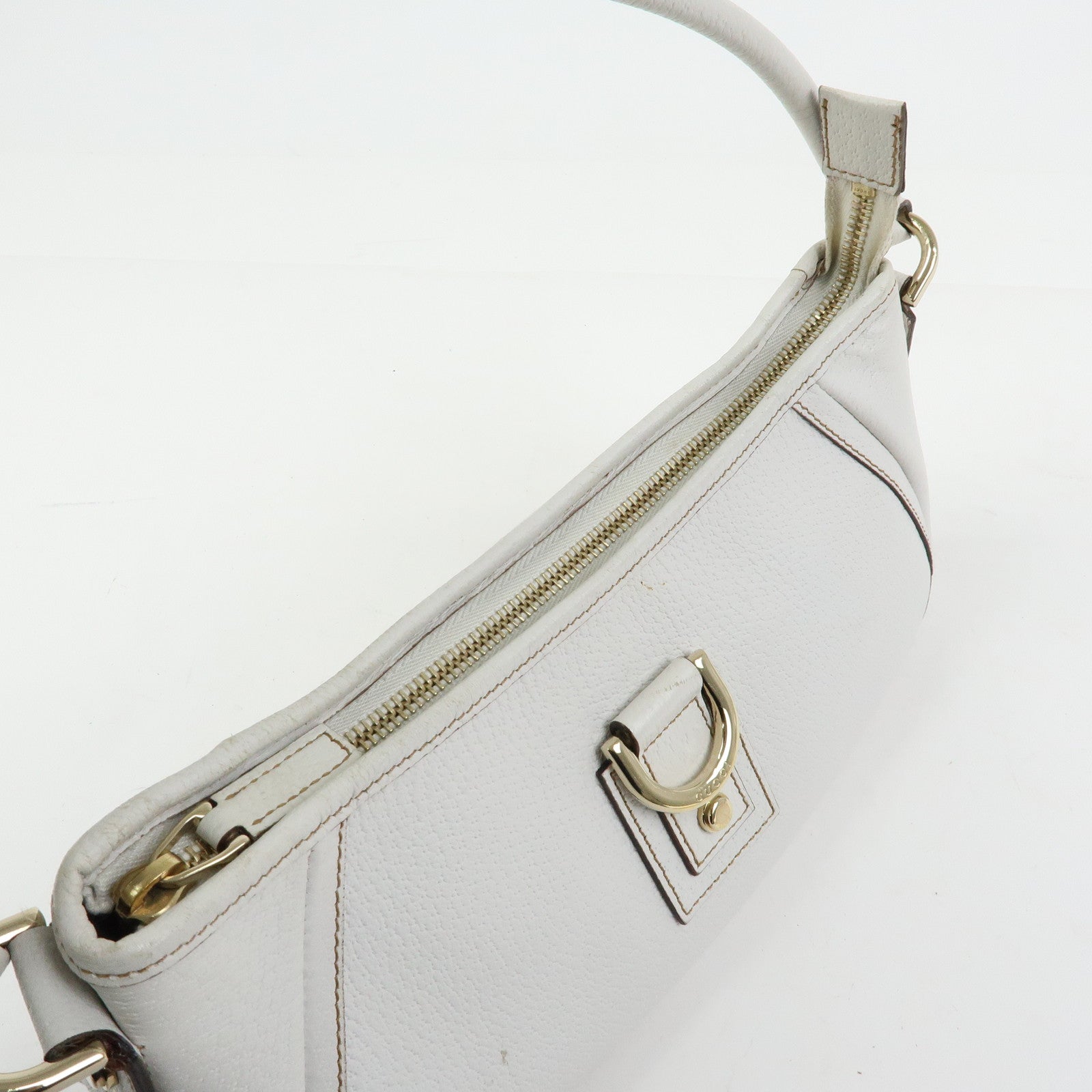 GUCCI Abbey Leather Shoulder Bag Hand Bag White 130939