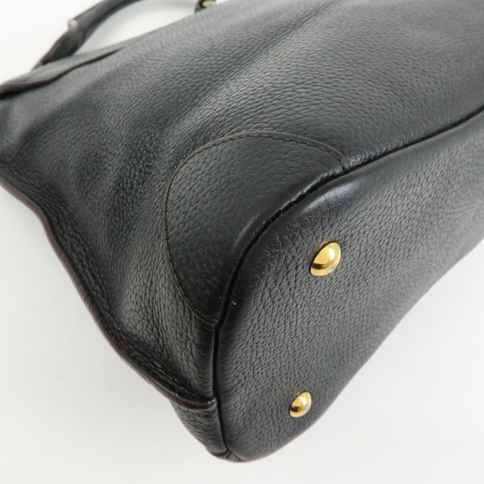 MCM Leather 2Way Bag Hand Bag Shoulder Bag Crossbody Bag Black