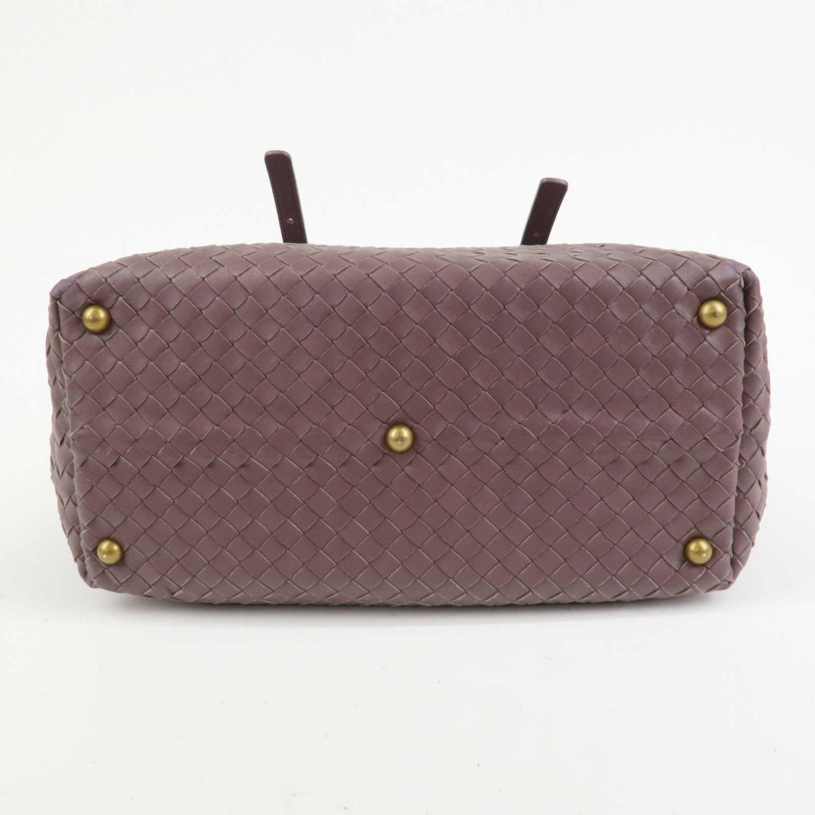 BOTTEGA VENETA Intrecciato Leather Boston Bag Purple 173398
