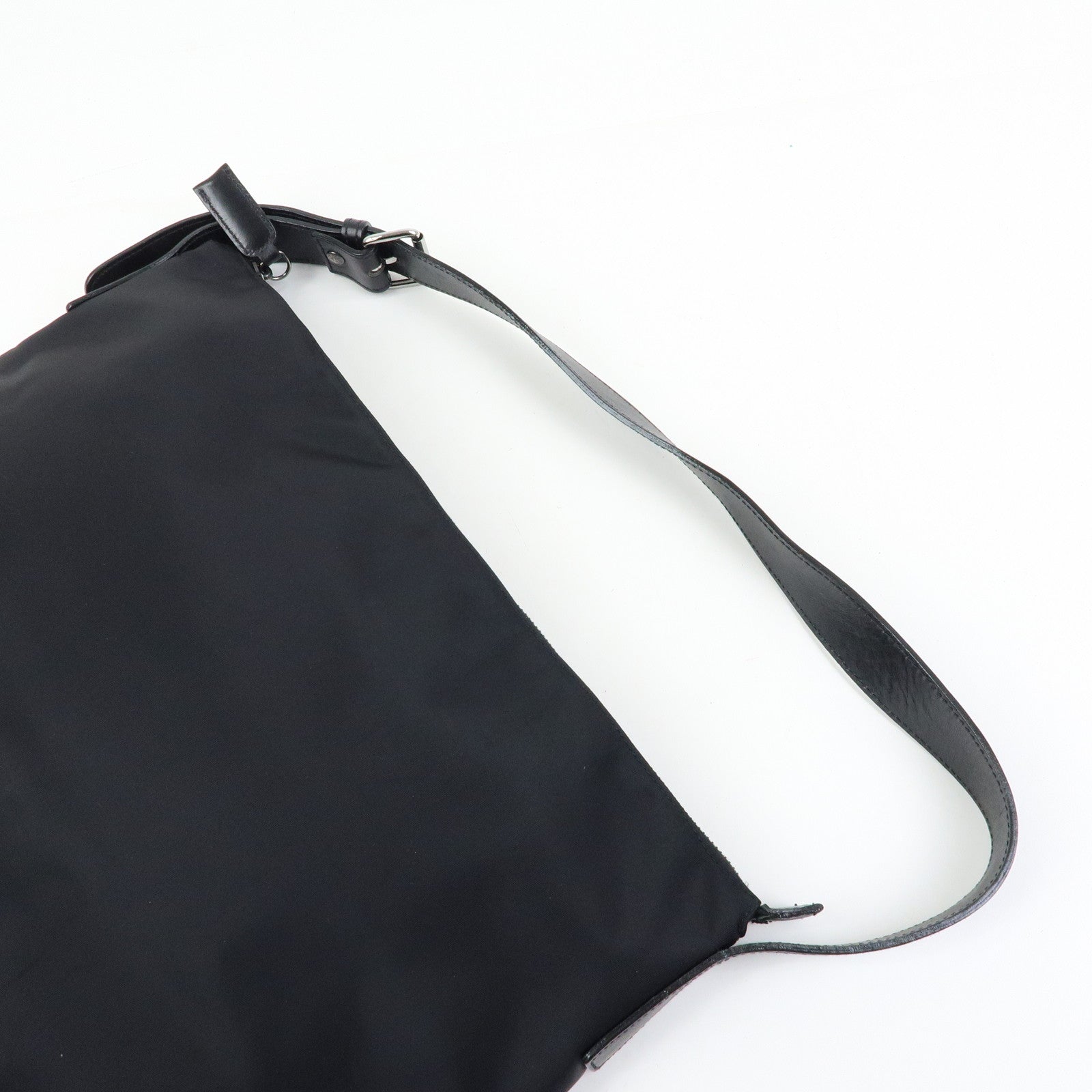 FENDI Logo Nylon Leather Shoulder Bag Hand Bag Black