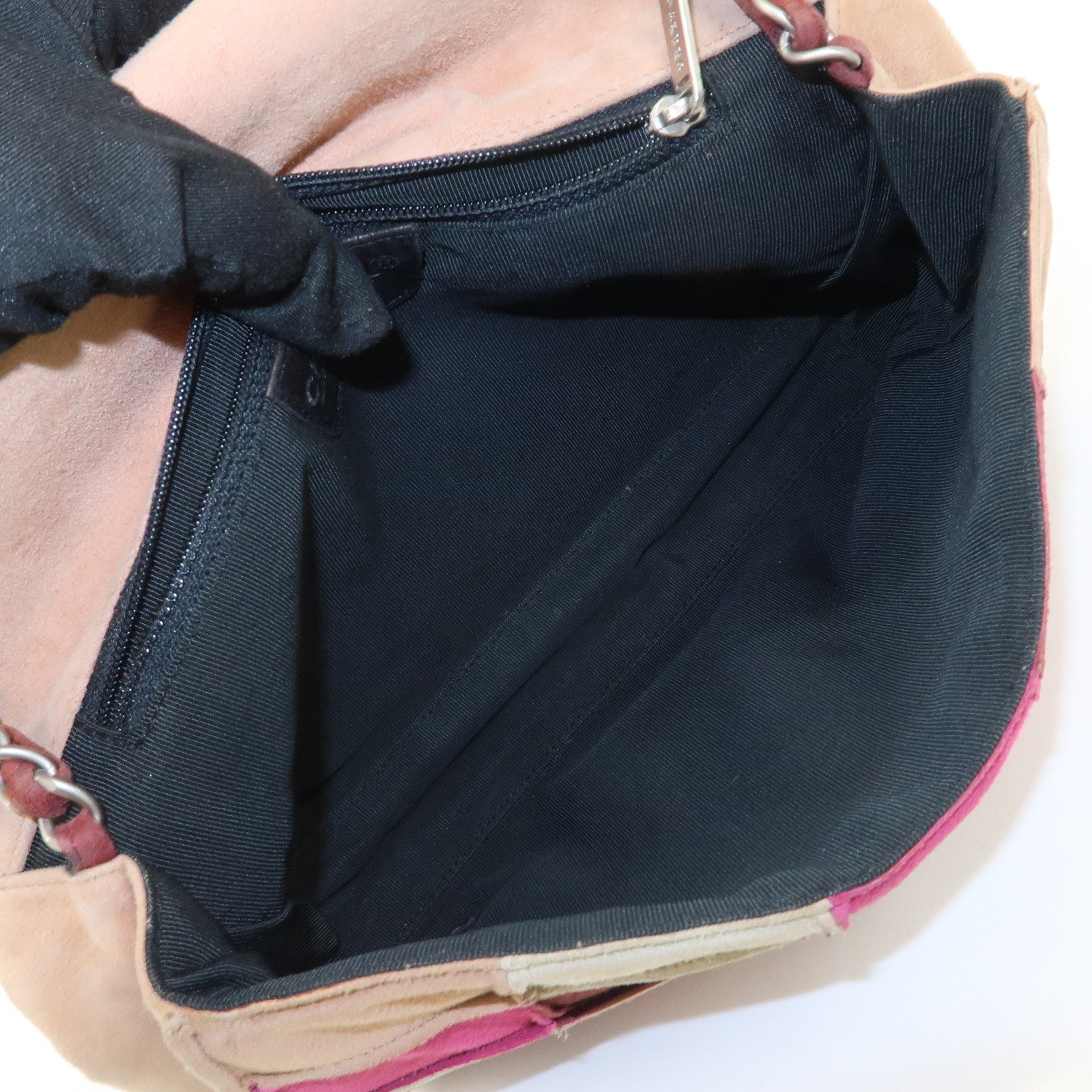 CHANEL 2.55 Suede Patchwork Chain Shoulder Bag Multicolor A14528 Used