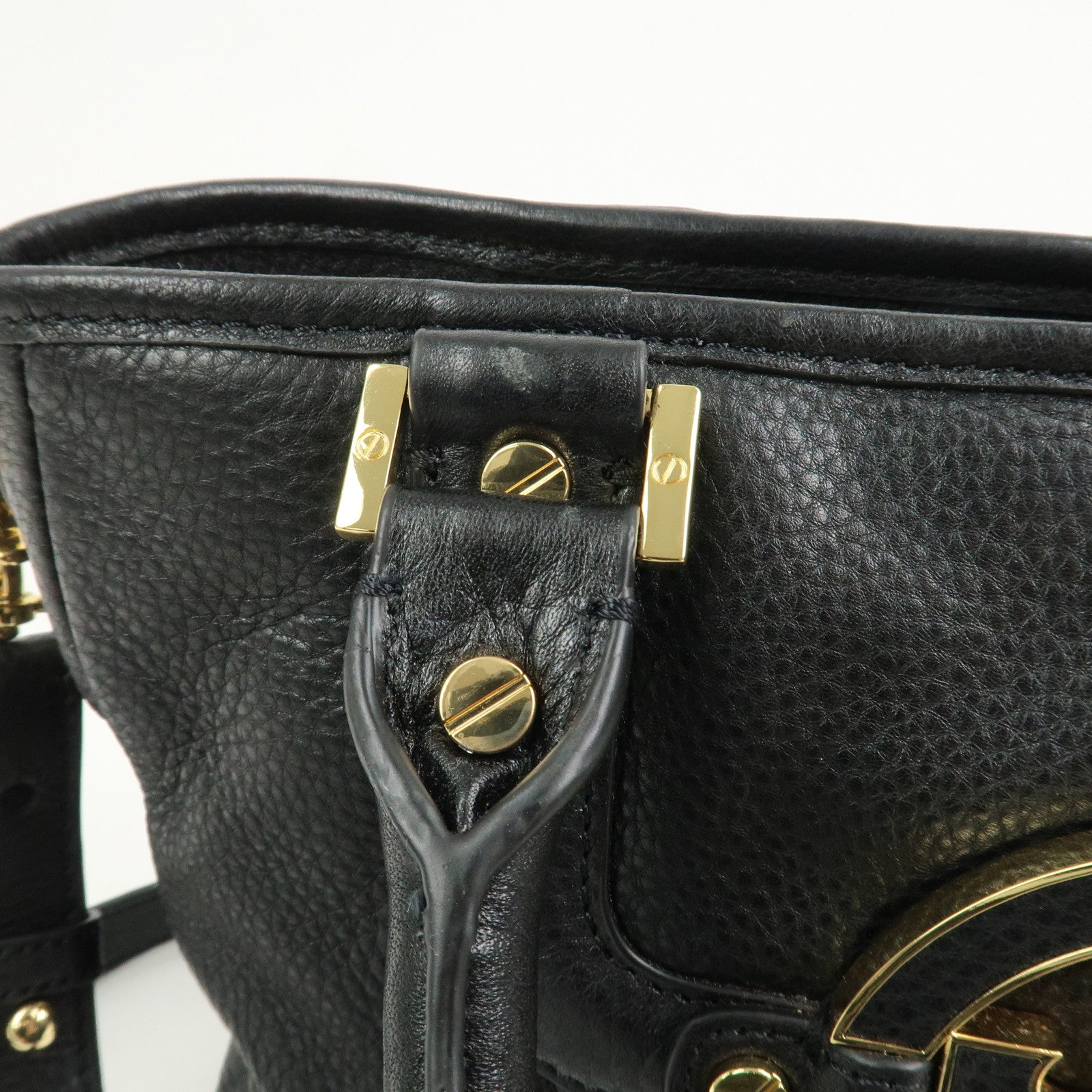 TORY BURCH Logo Leather 2way Hand Bag Black