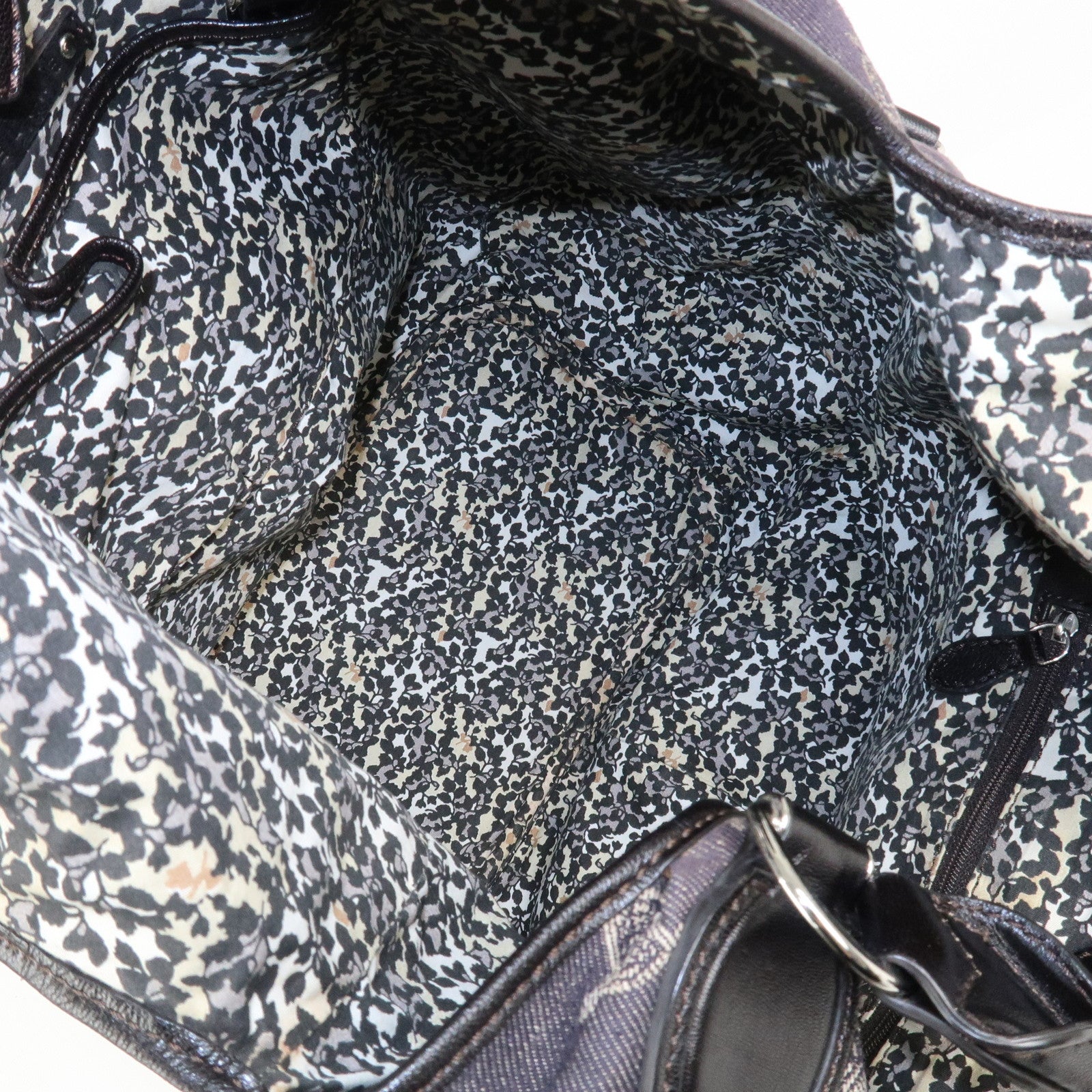 CELINE Macadam Denim Leather 2Way Shoulder Bag Indigo Blue Brown