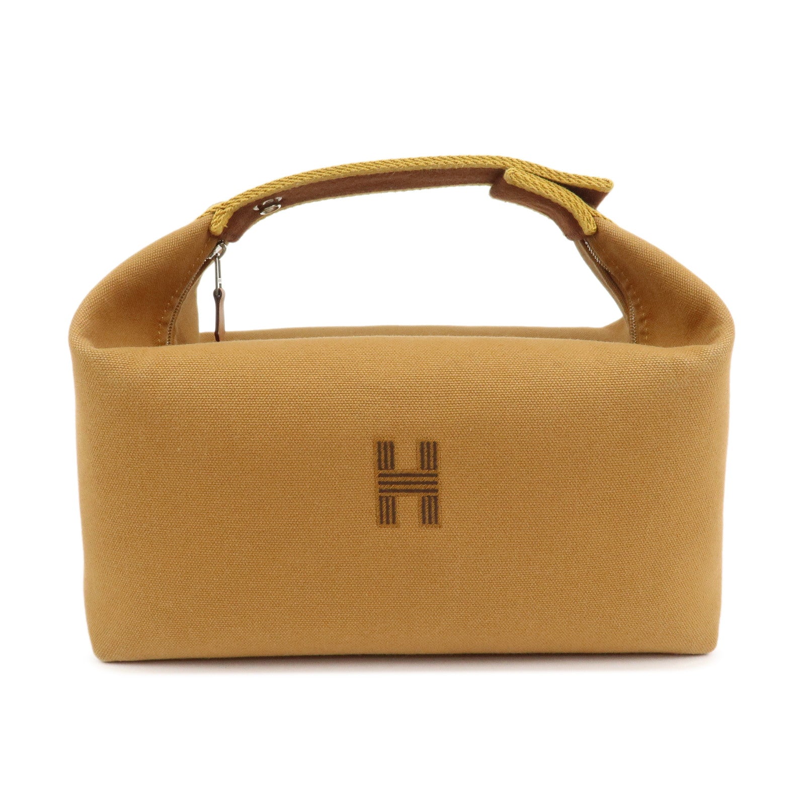 HERMES Bride A Brac GM Canvas Hand Bag Cosmetic Pouch Brown
