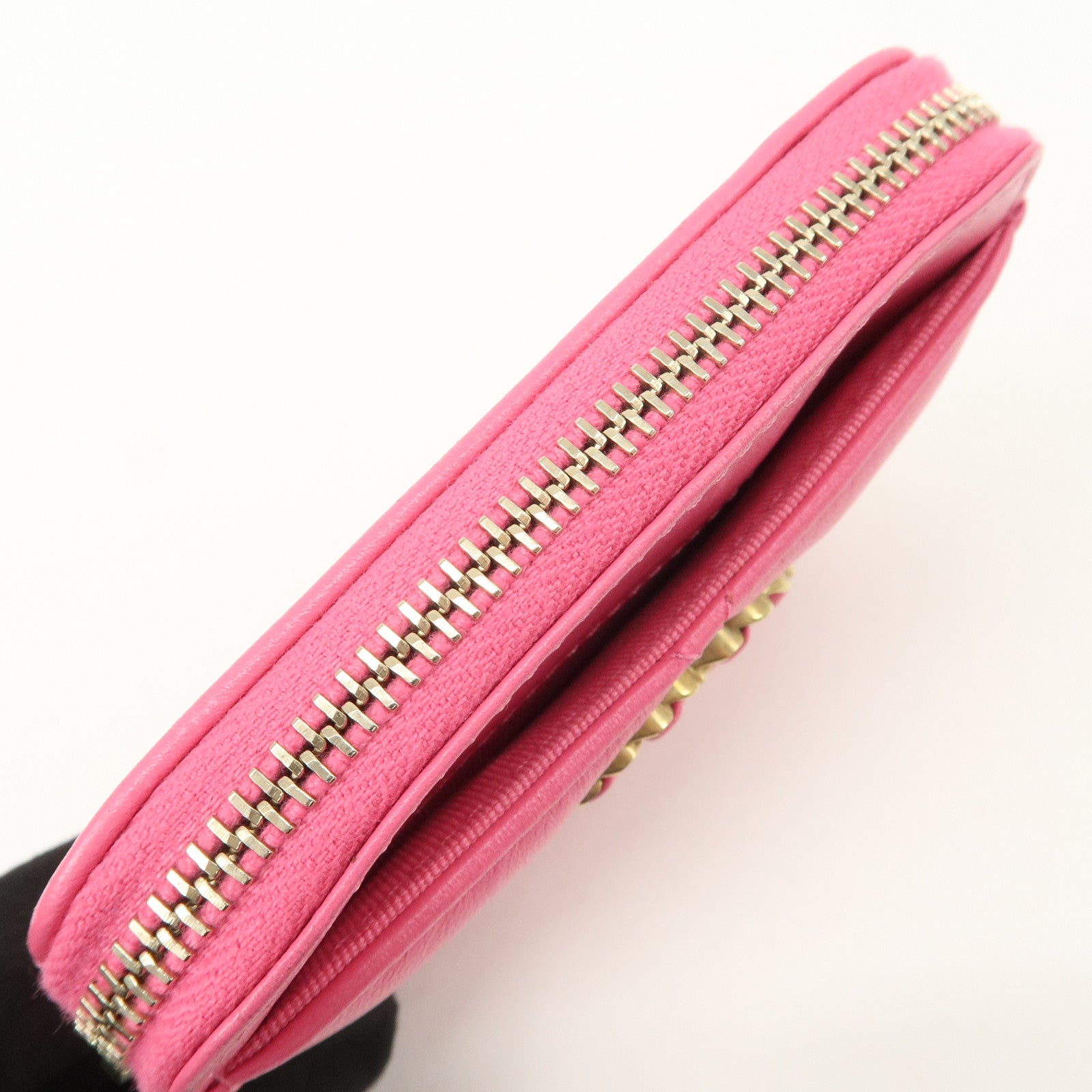 CHANEL Matelasse Leather Zippy Coin Wallet Coin Purse Pink AP2086