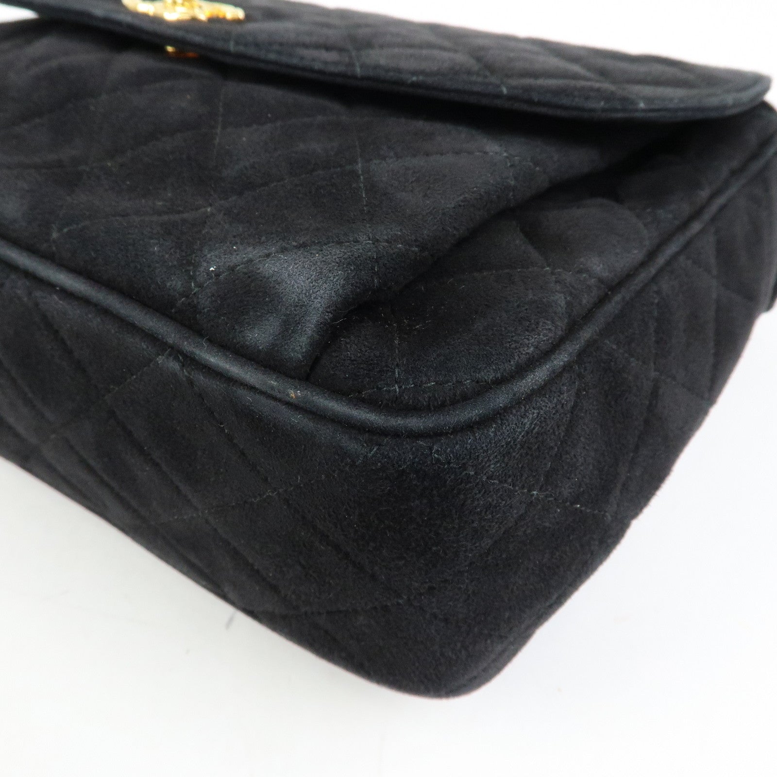 CHANEL Matelasse COCO Mark Suede Shoulder Crossbody Bag Black