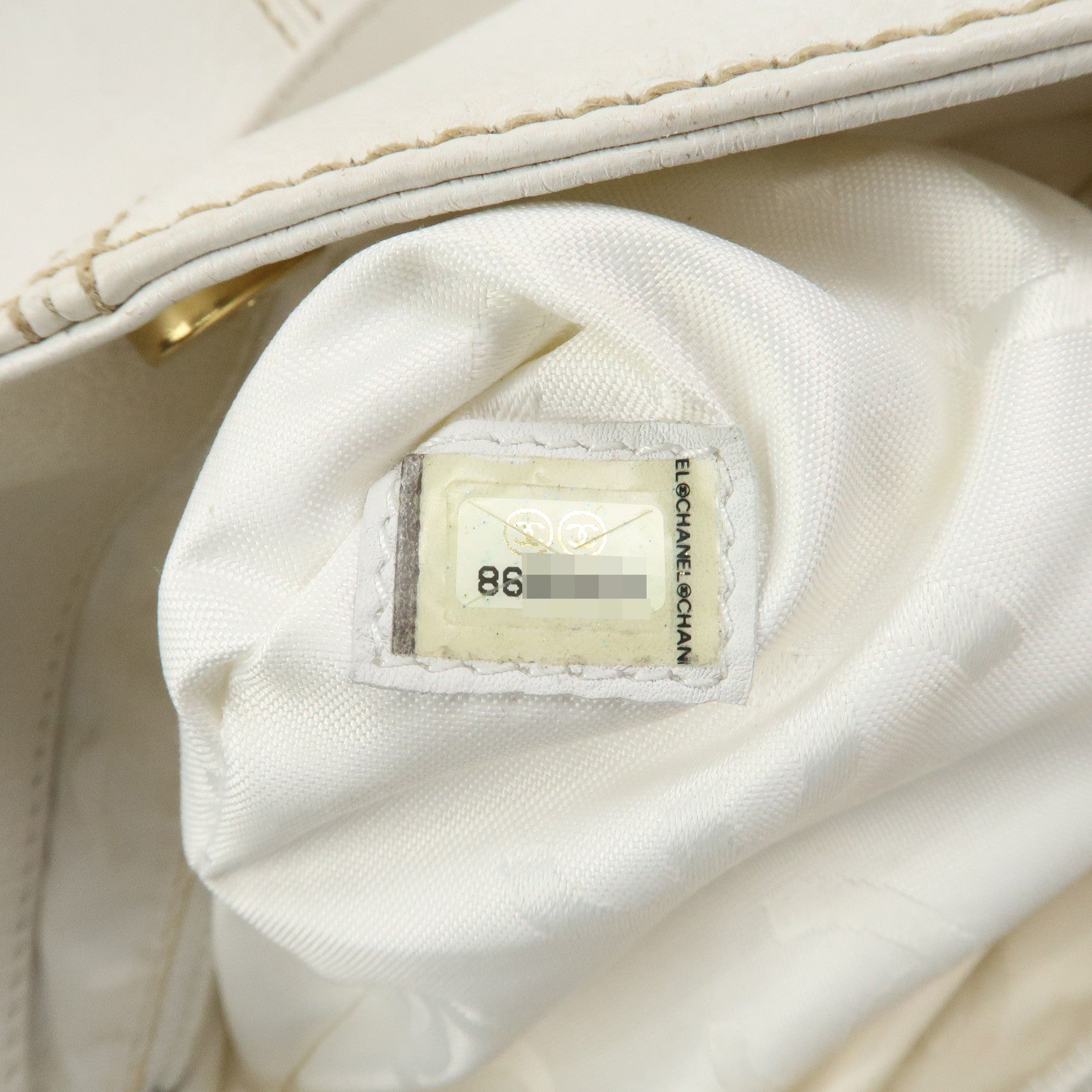 CHANEL COCO Mark Leather Wood Chain Shoulder Bag Off White 18MB096