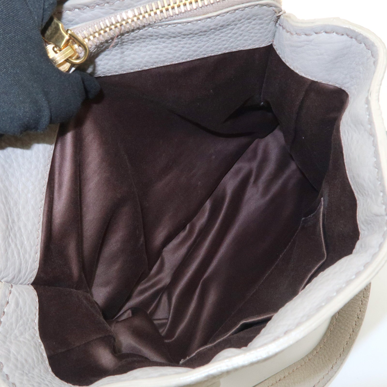 MIU MIU Vitello Caribu Leather 2Way Bag Hand Bag Greige RN0757