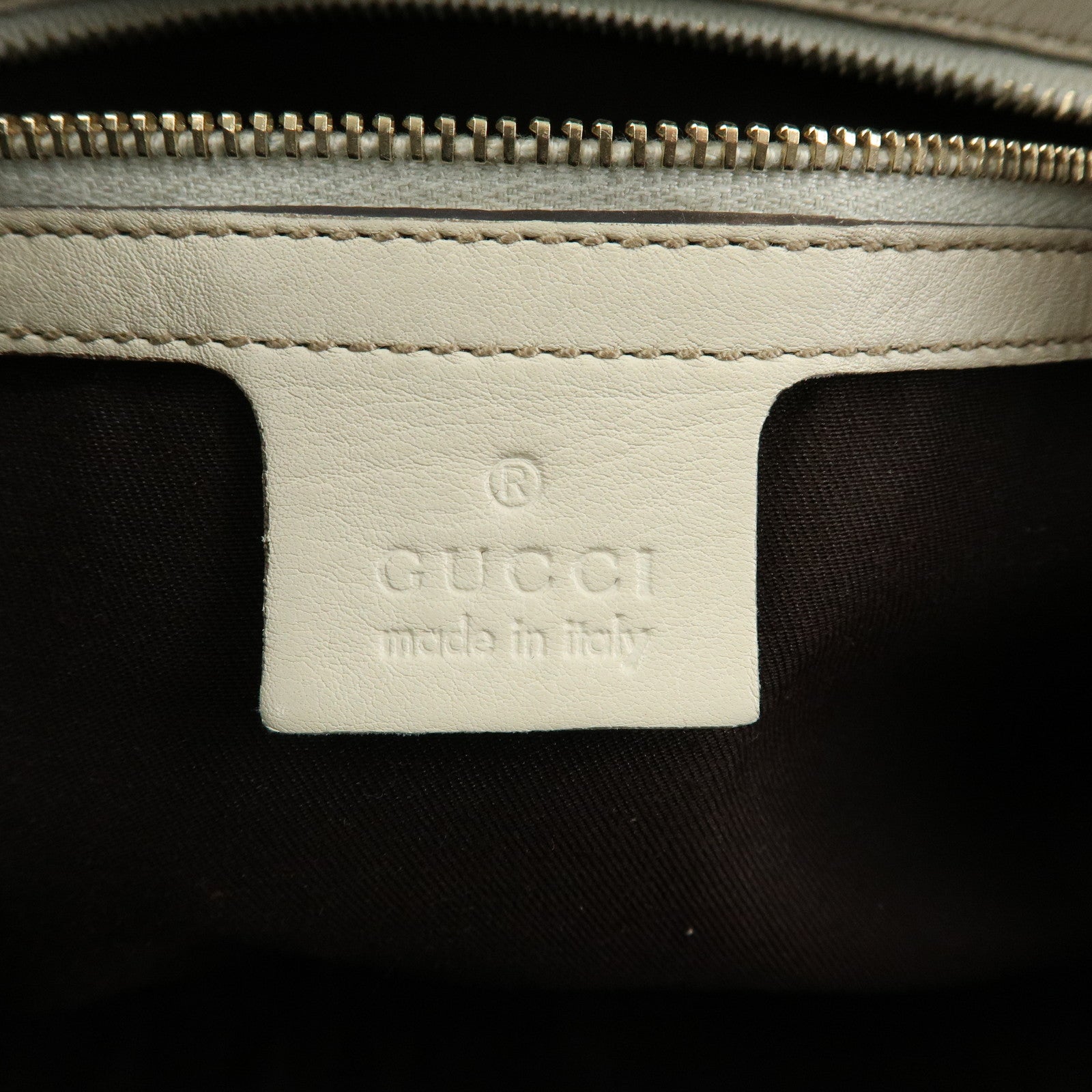 GUCCI Interlocking G Sherry Leather Boston Hand Bag Ivory 170009