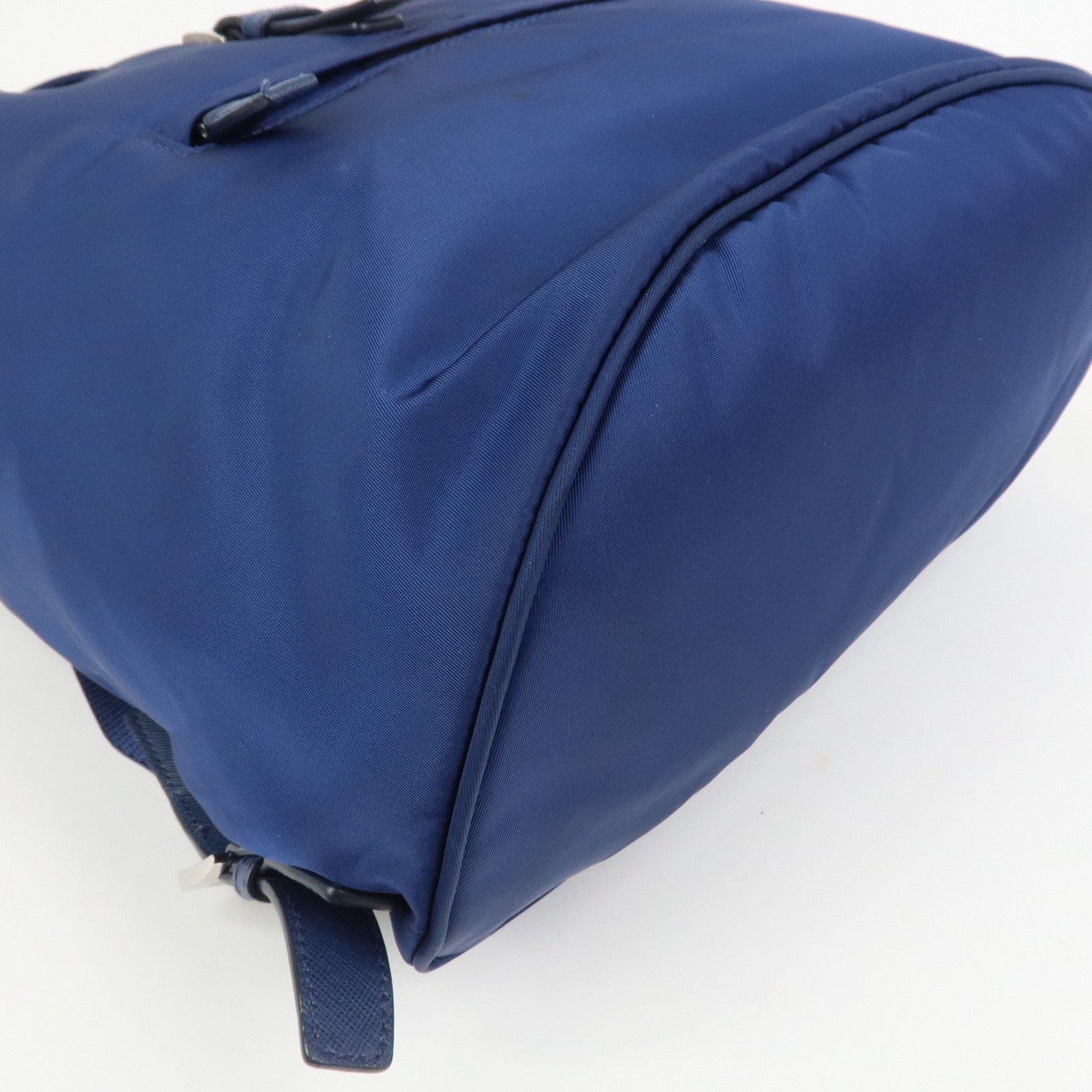 PRADA Triangle Logo Nylon Saffiano Leather Backpack Navy BZ0032