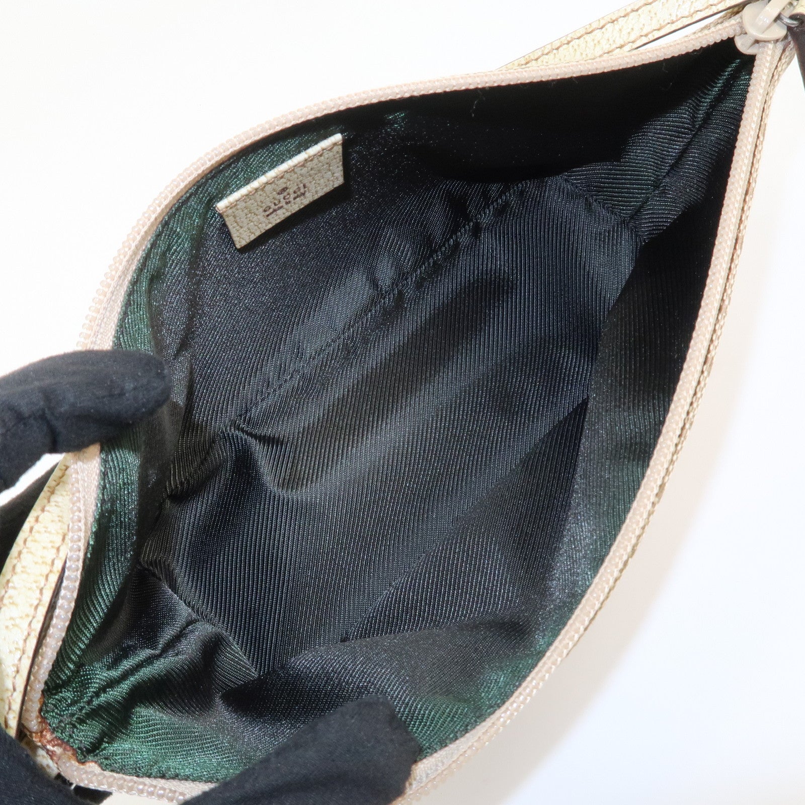 GUCCI Boat Bag GG Canvas Leather Hand Bag Beige 07198