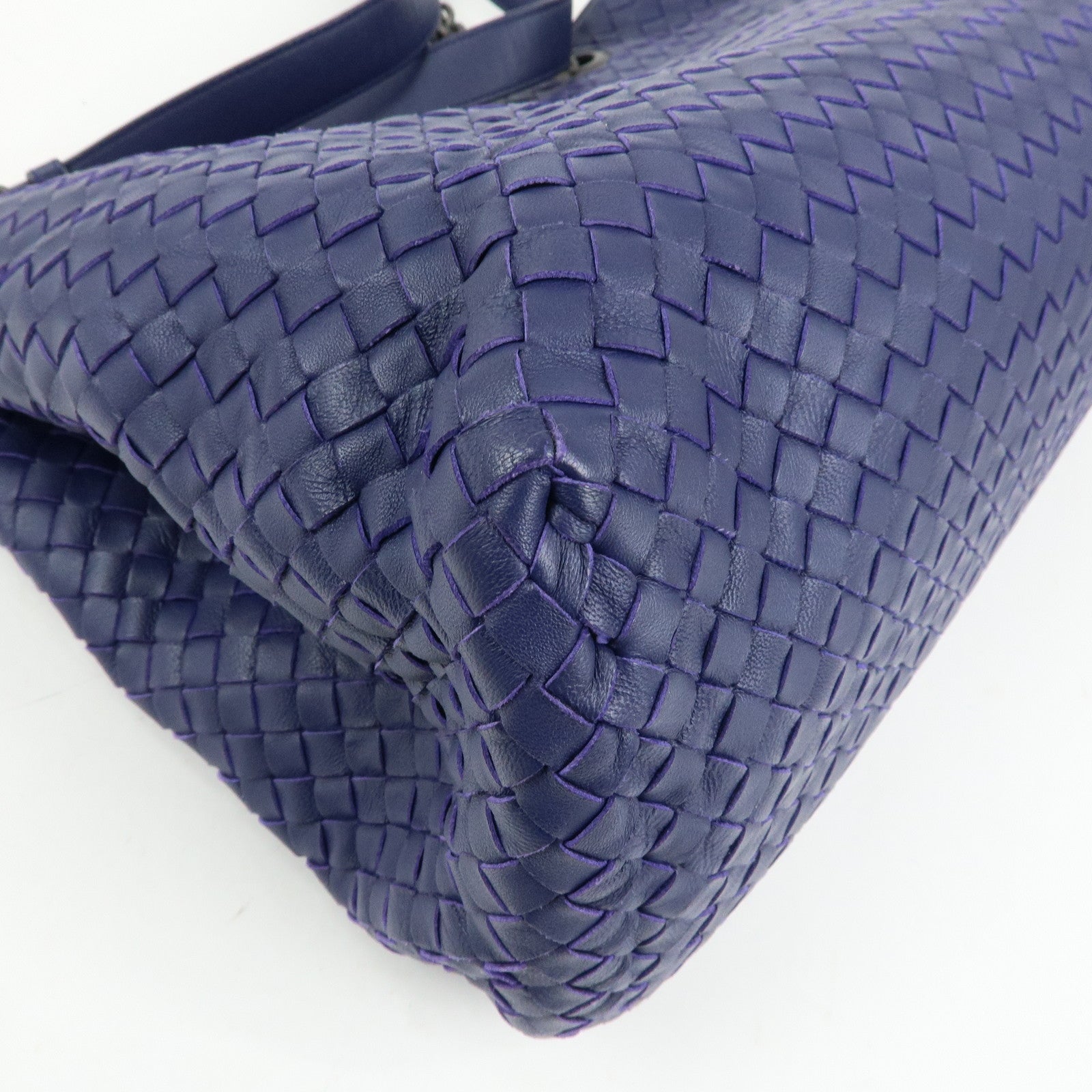 BOTTEGA VENETA Intrecciato Leather Shoulder Bag Tote Bag Blue