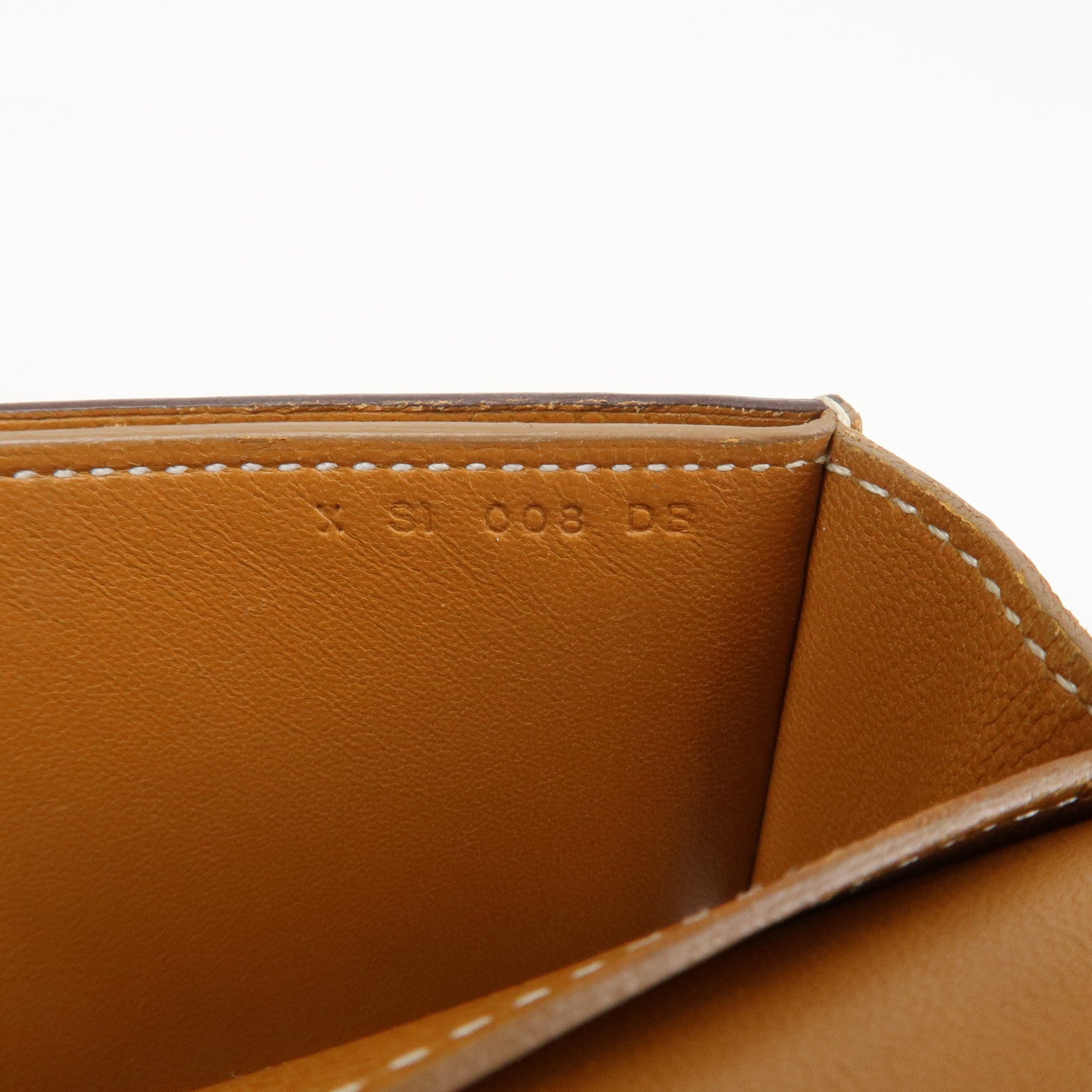 HERMES Logo Leather Passant X Stamped Flap Long Wallet Brown